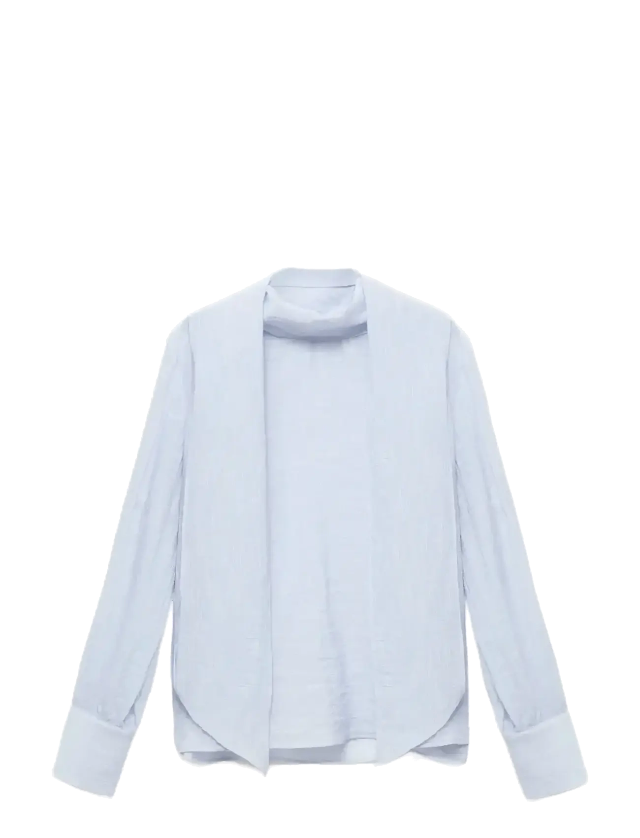 MANGO Textured Bluse With Foulard Blau - L - Damen