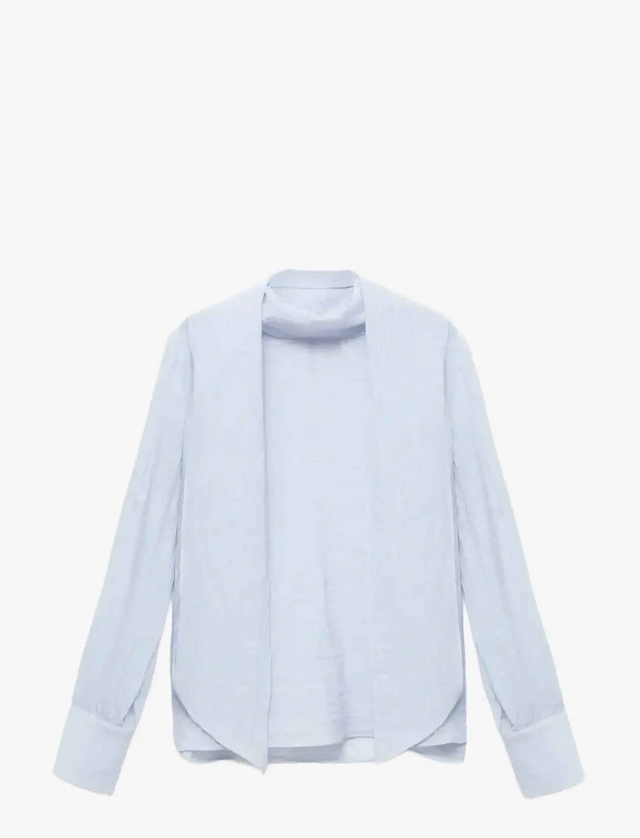 Mango - Textured blouse with foulard - langärmlige blusen - lt-pastel blue - 0