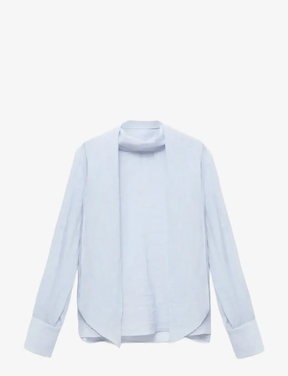 Mango - Textured blouse with foulard - långärmade blusar - lt-pastel blue - 1