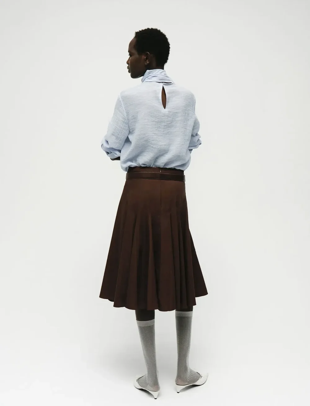 Mango - Textured blouse with foulard - långärmade blusar - lt-pastel blue - 2