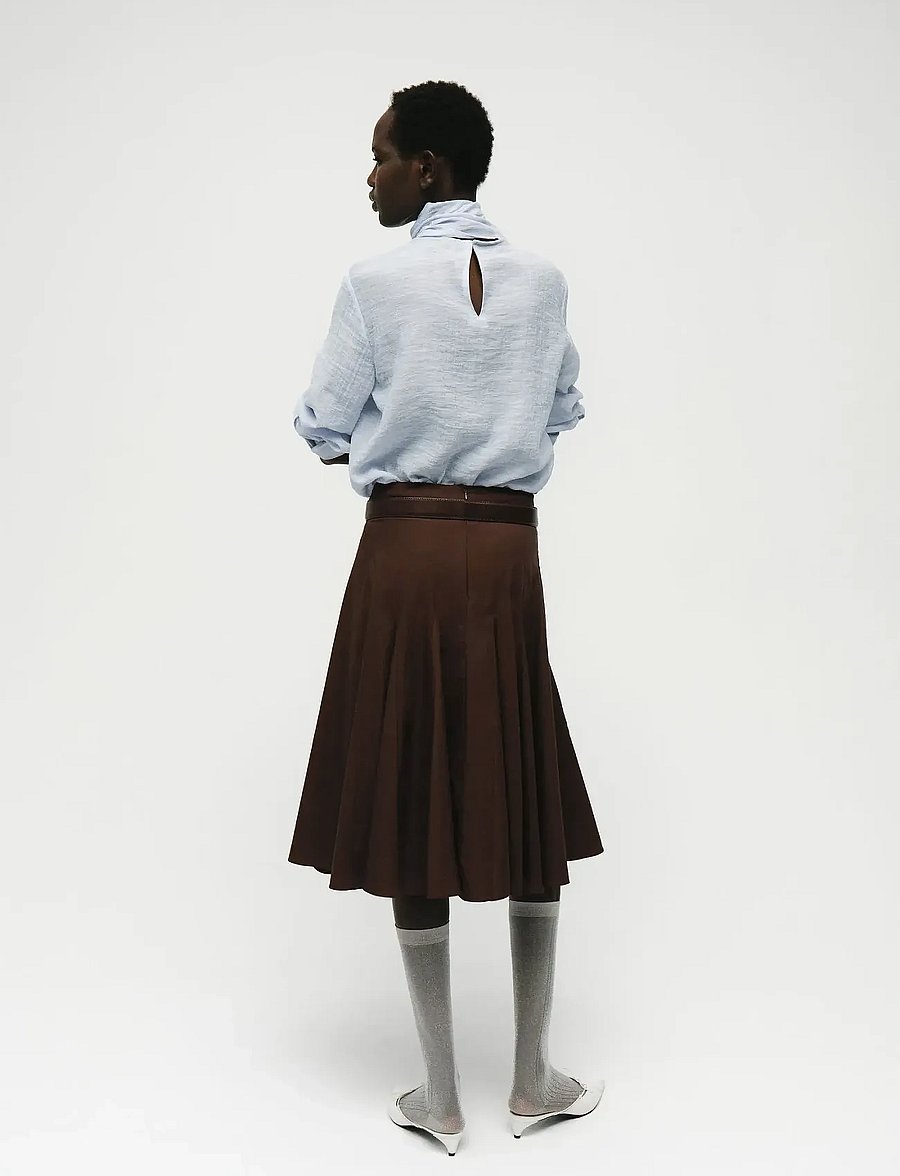 Mango - Textured blouse with foulard - långärmade blusar - lt-pastel blue - 2