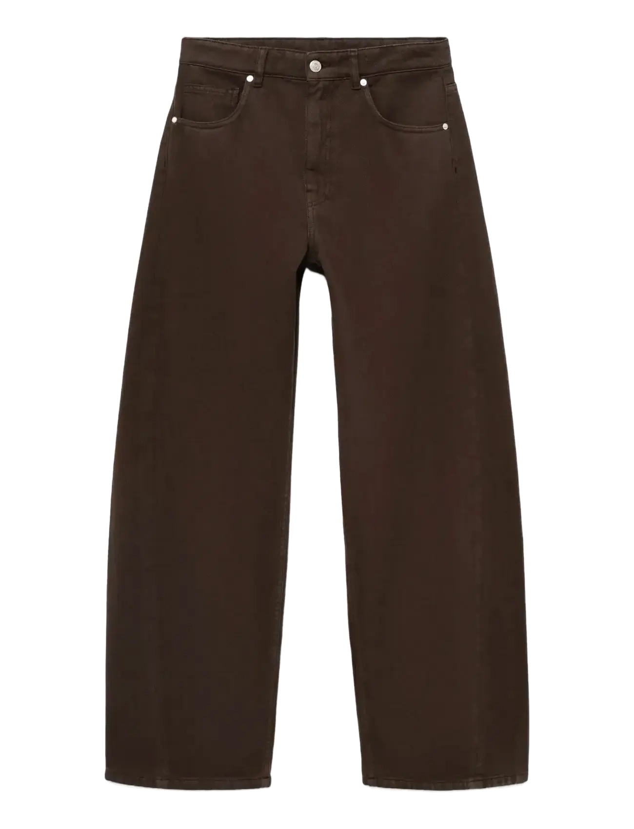 Mid-rise barrel jeans - DARK BROWN
