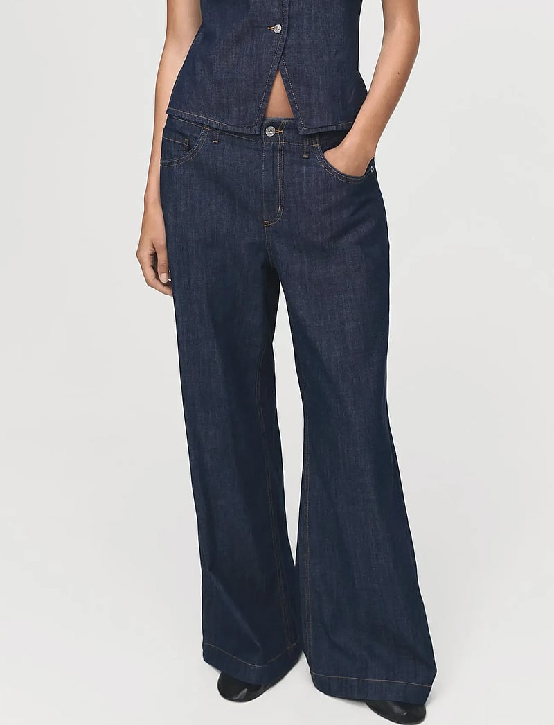 Mango - Wide leg mid-rise jeans - brede jeans - open blue - 0