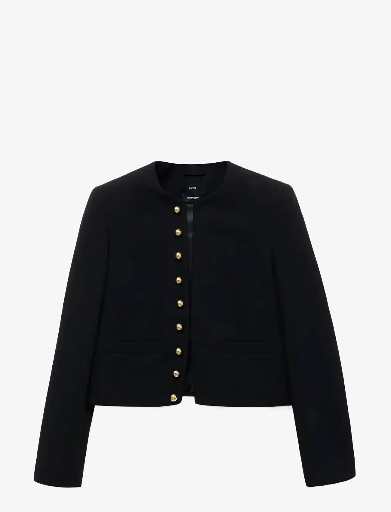 Mango - Buttoned cropped jacket - bouclé - black - 0