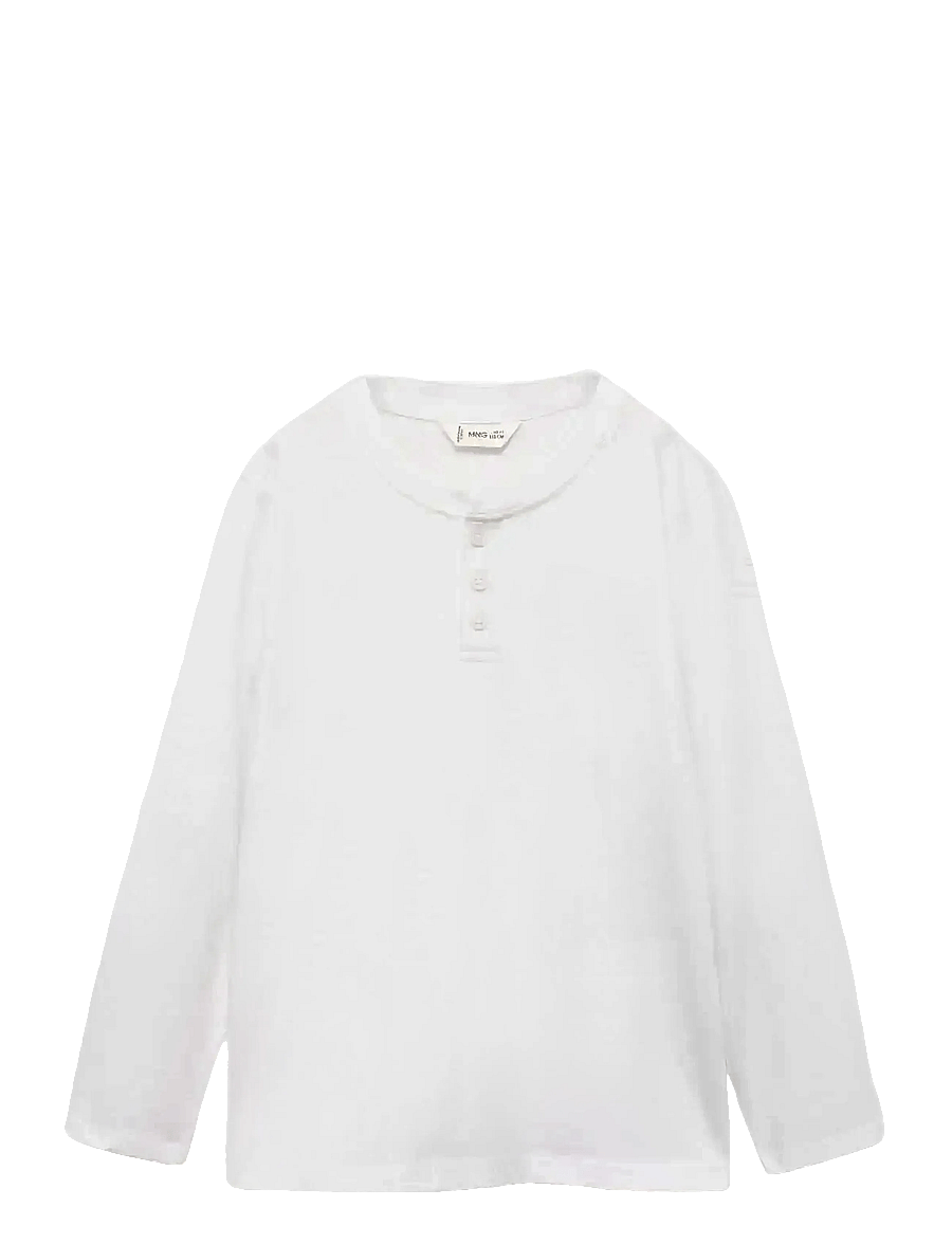 Mango - Long sleeve cotton t-shirt - långärmade t-shirts - natural white - 0