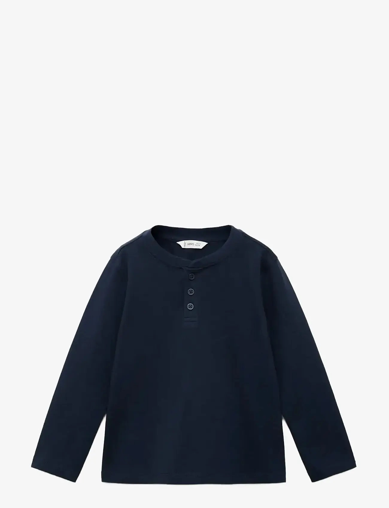 Mango - Long sleeve cotton t-shirt - langærmede t-shirts - navy - 0