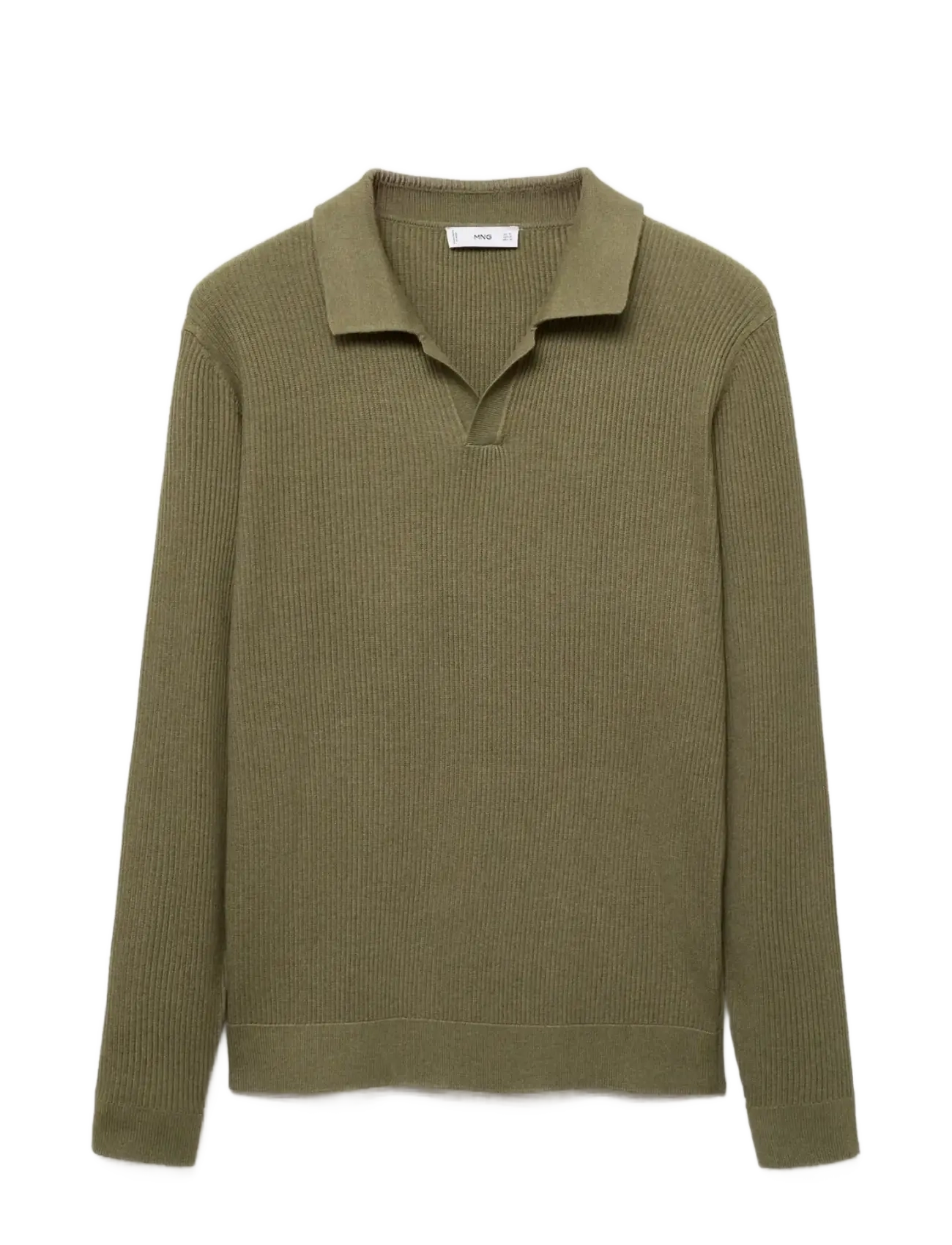 Cotton-blend ribbed polo sweater - MEDIUM GREEN