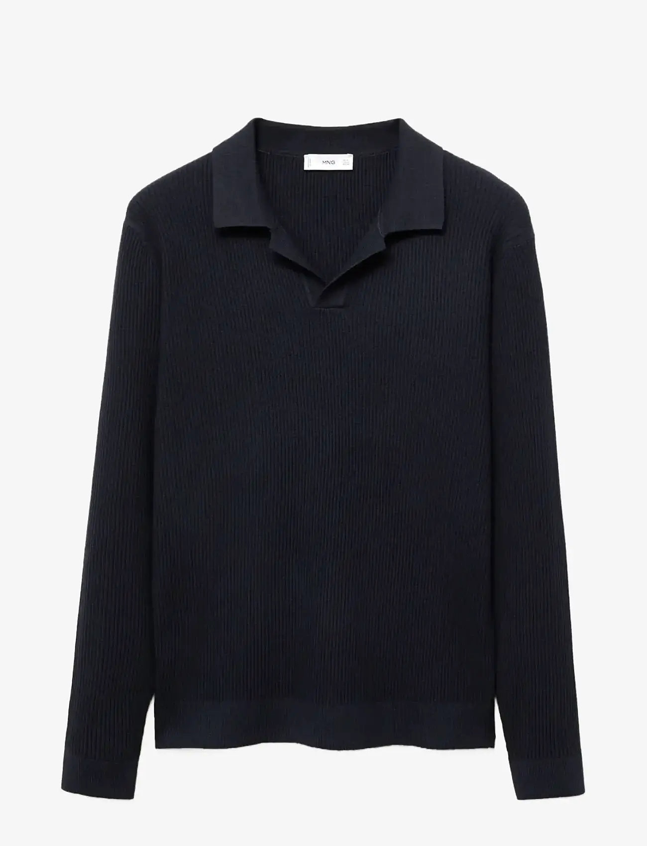 Mango - Cotton-blend ribbed polo sweater - stickade pikéer - navy - 1