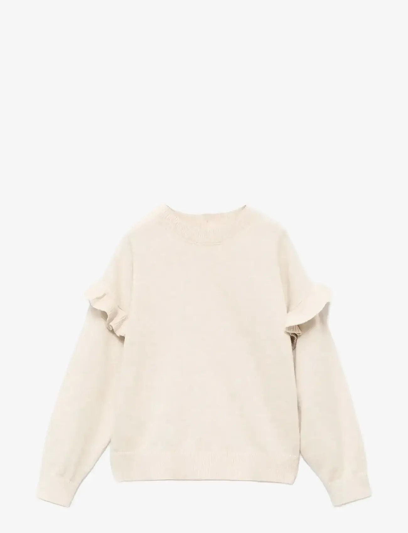 Mango - Ruffle knitted sweater - efterårstøj - light beige - 0