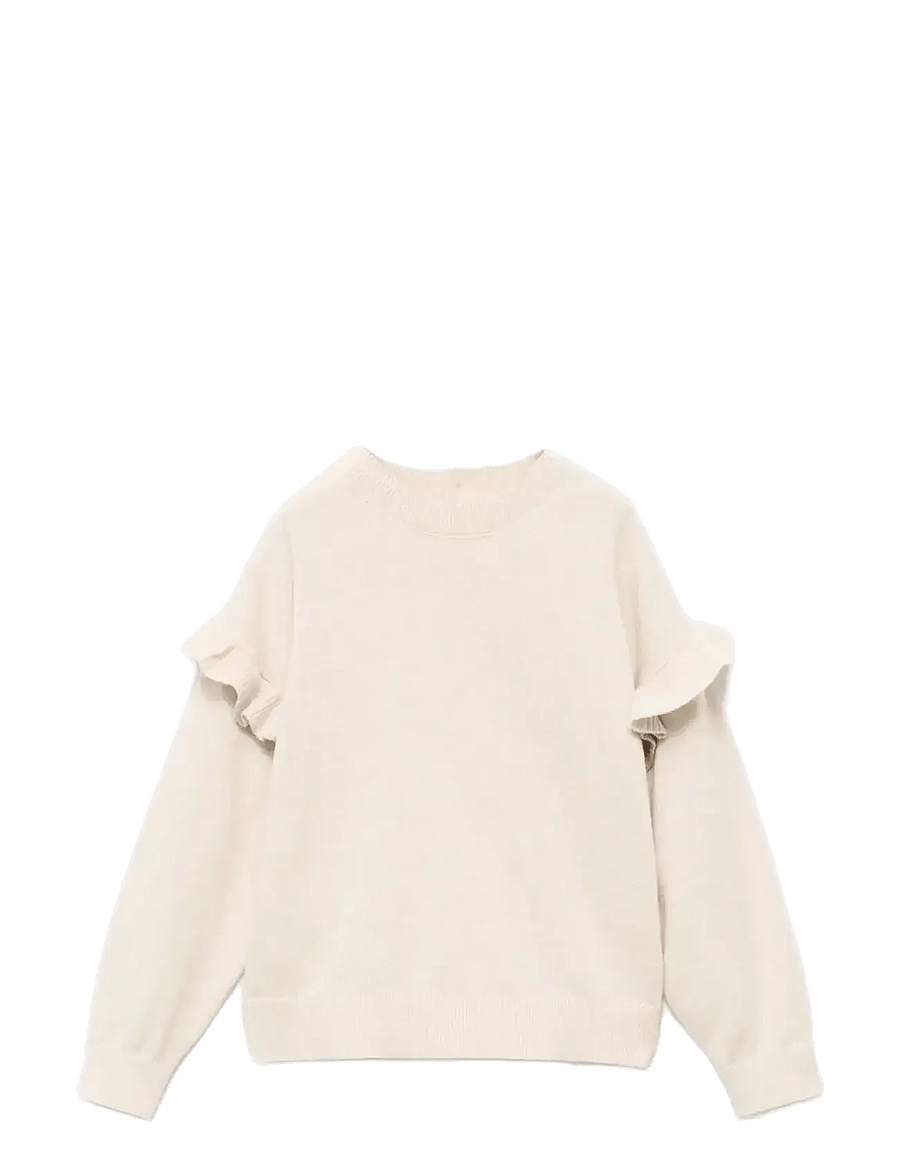 Mango - Ruffle knitted sweater - trøjer - light beige - 1