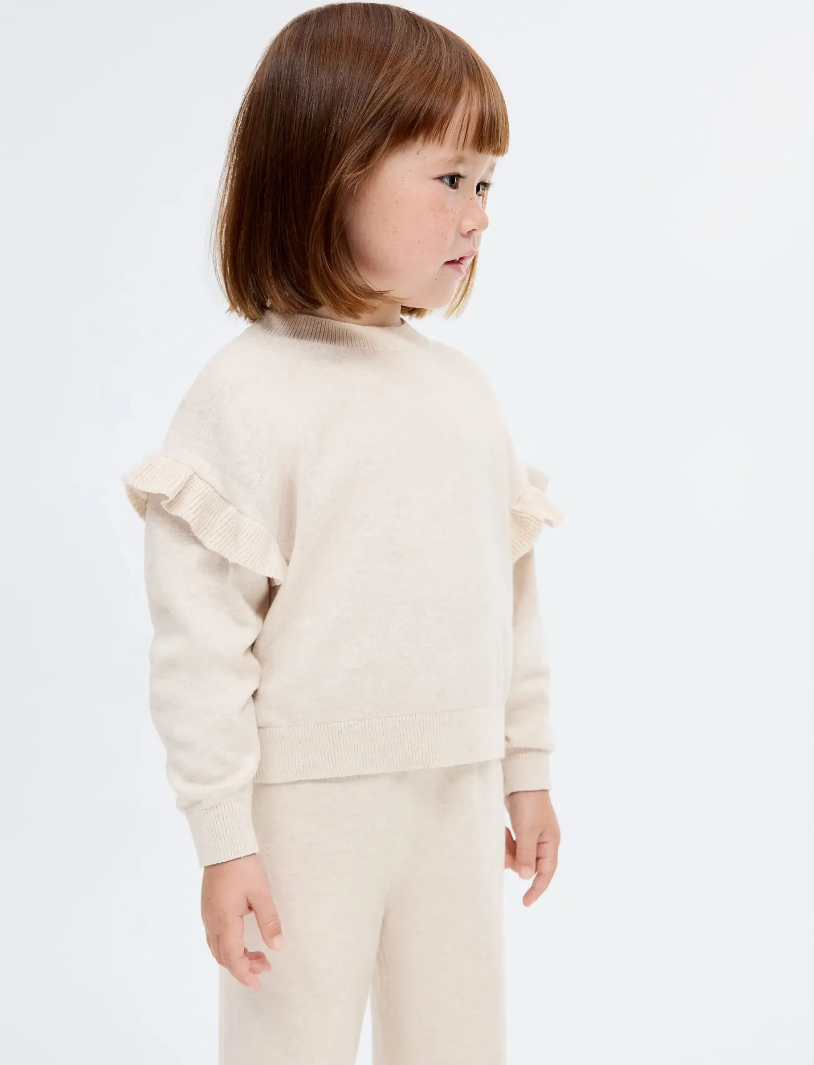 Mango Ruffle Knitted Sweater, 5-6, Knitwear, Creme - Jumpers, Kinder