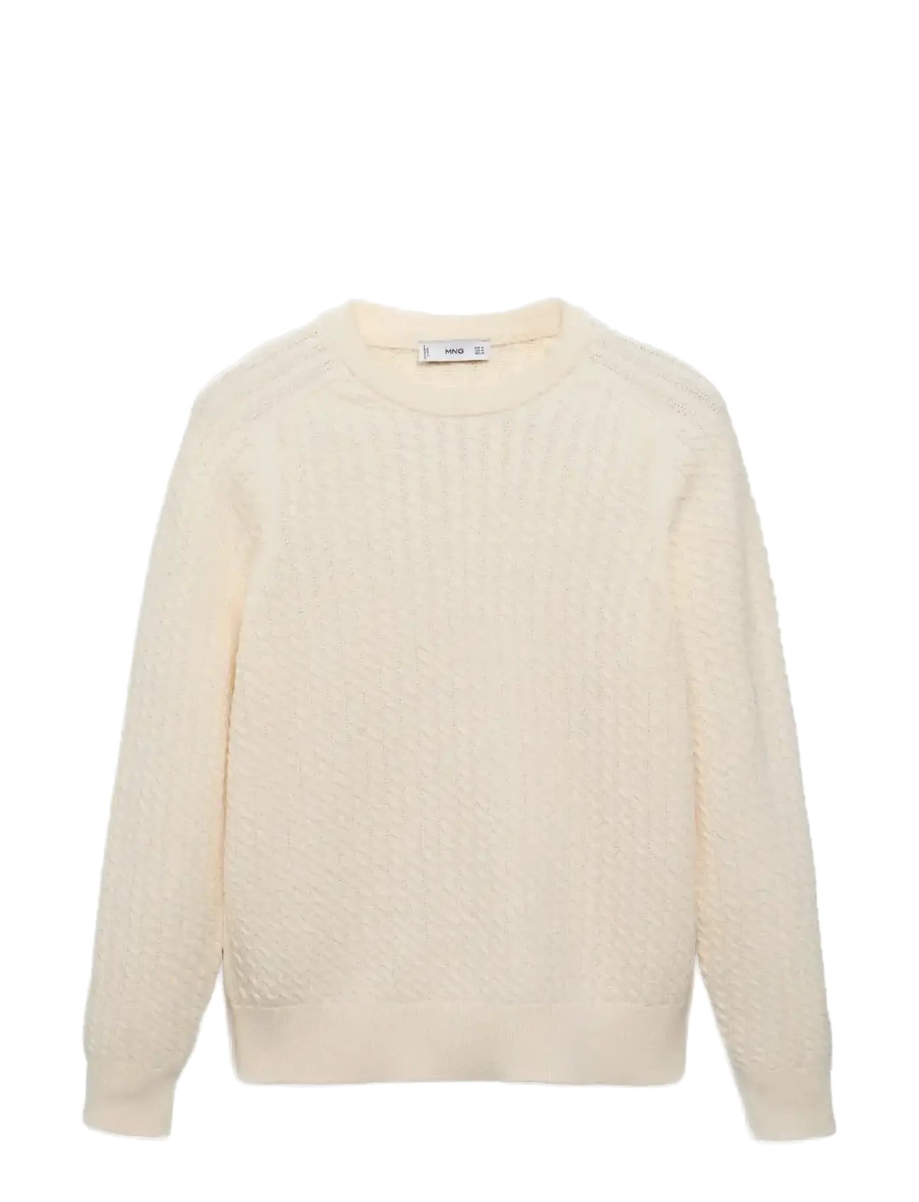 Mango 100% cotton braided sweater - Mango - NATURAL WHITE / cream