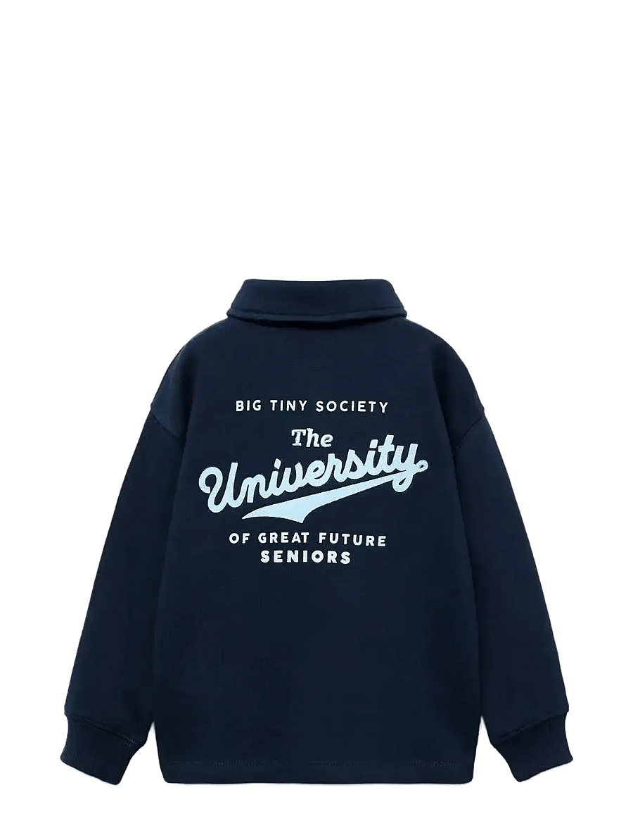 Mango - 100% cotton polo-style sweatshirt - långärmade pikéer - navy - 2