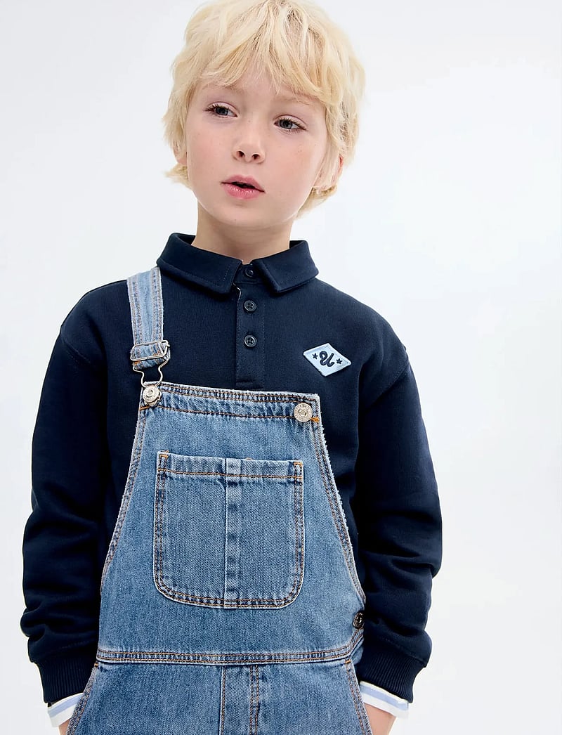 Mango - 100% cotton polo-style sweatshirt - långärmade pikéer - navy - 0