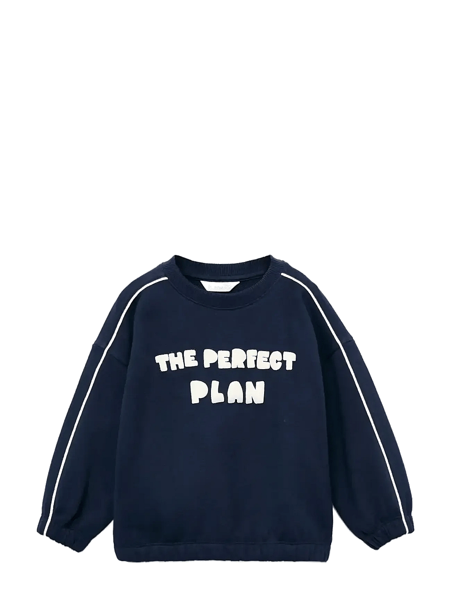 Mango - Printed embossed sweatshirt - sweatshirts - navy - 0