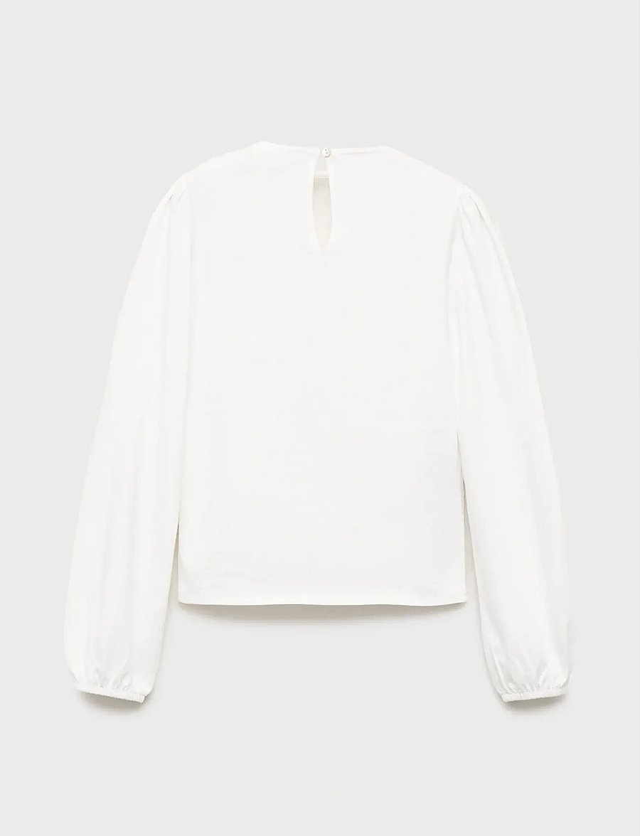 Mango - Long-sleeved t-shirt with ruffles - blusar & tunikor - natural white - 3