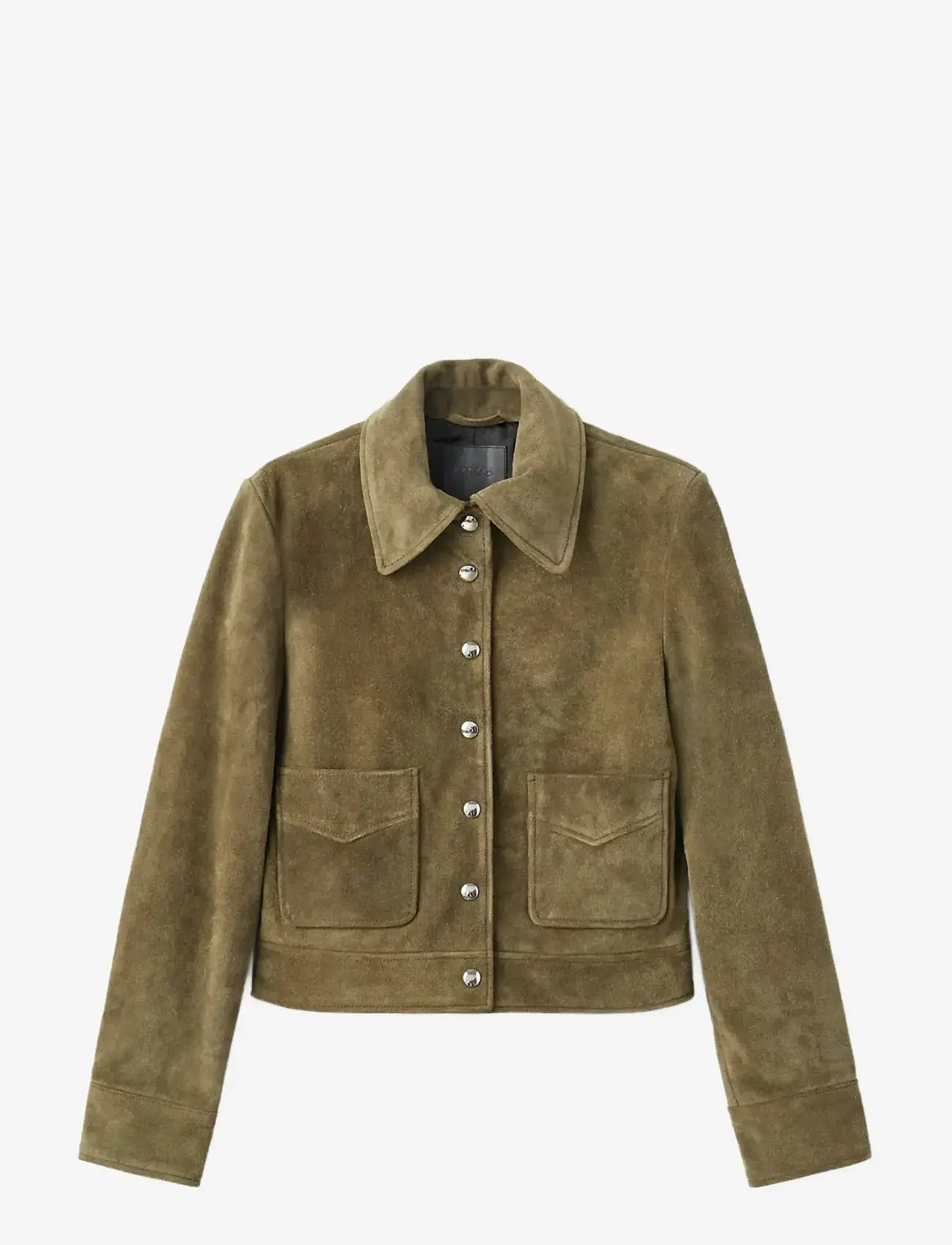 Mango - Suede leather jacket with buttons - skinnjackor - beige - khaki - 1