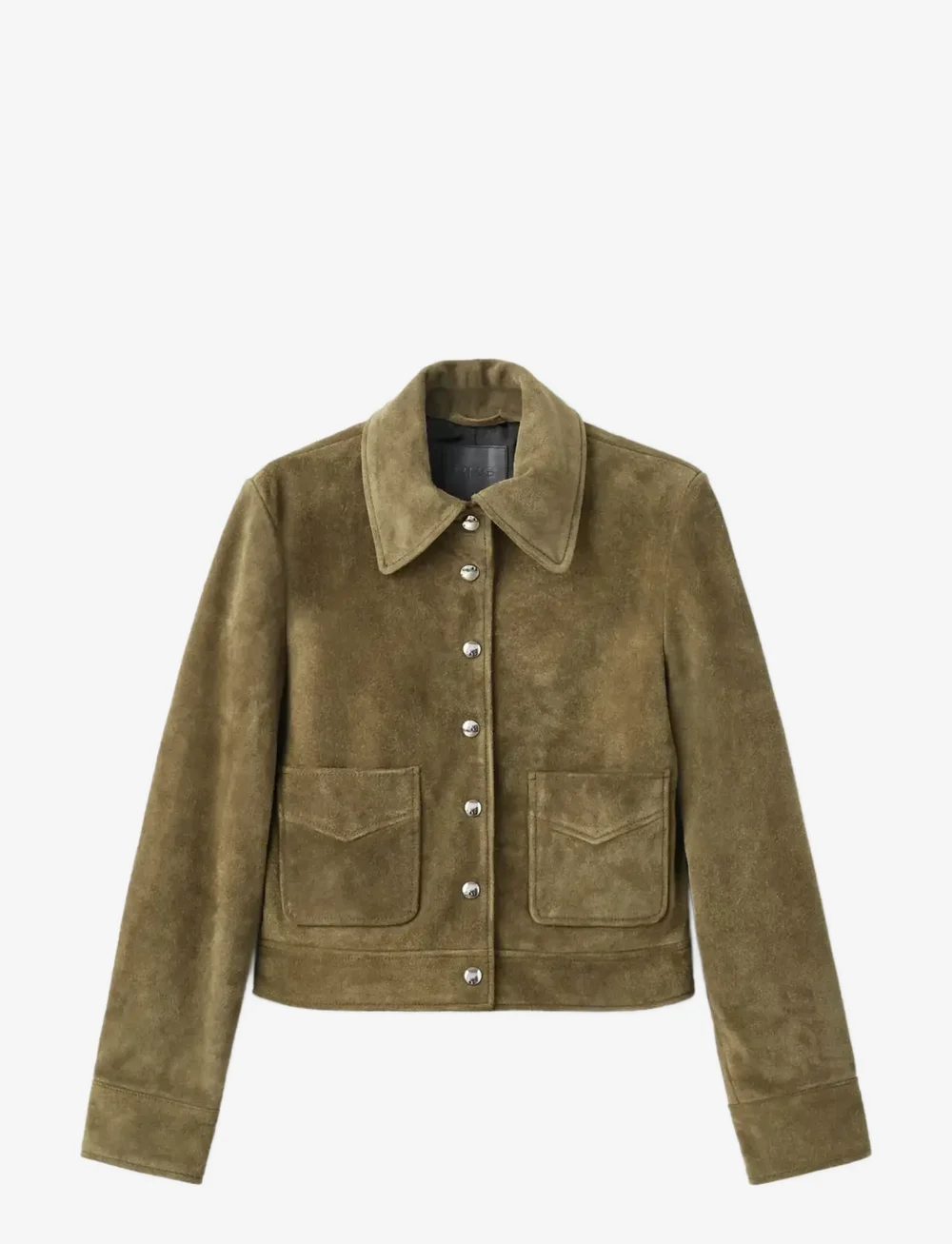 Mango - Suede leather jacket with buttons - læderjakker - beige - khaki - 1