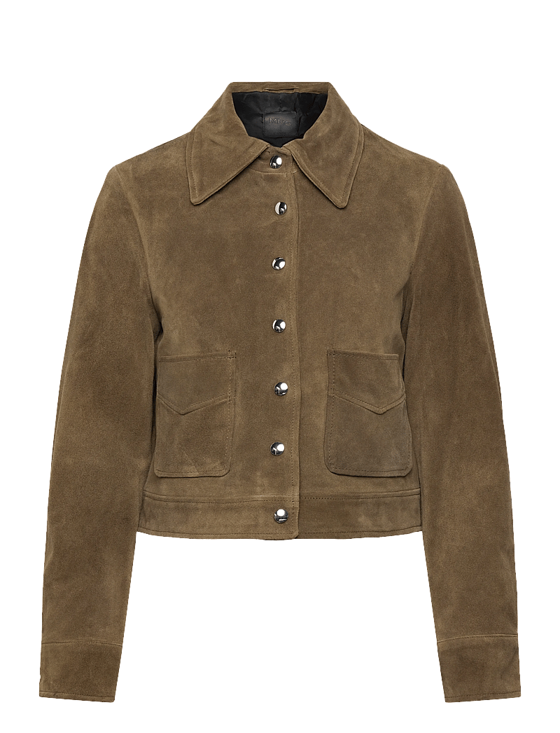 Mango - Suede leather jacket with buttons - frühlingsjacken - beige - khaki - 1