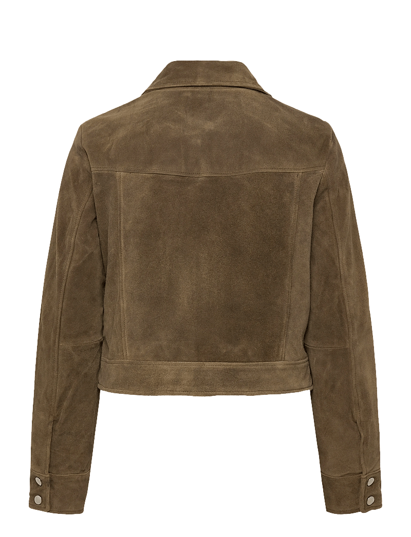 Mango - Suede leather jacket with buttons - frühlingsjacken - beige - khaki - 2