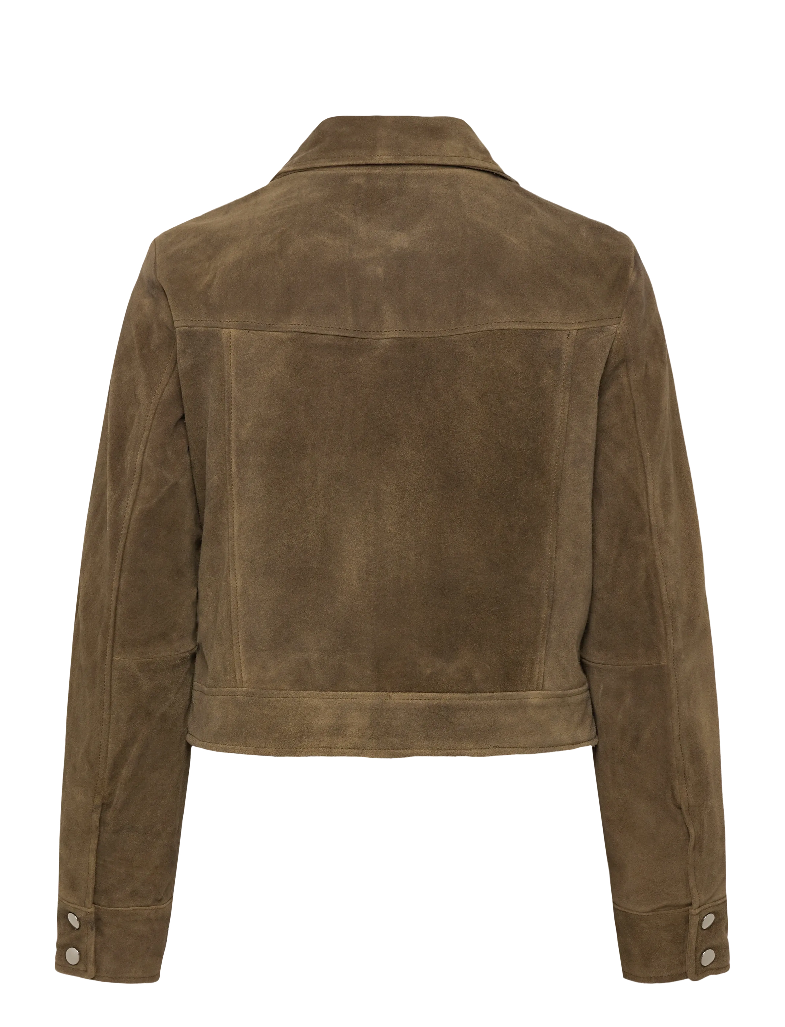 Mango - Suede leather jacket with buttons - beige - khaki - 2