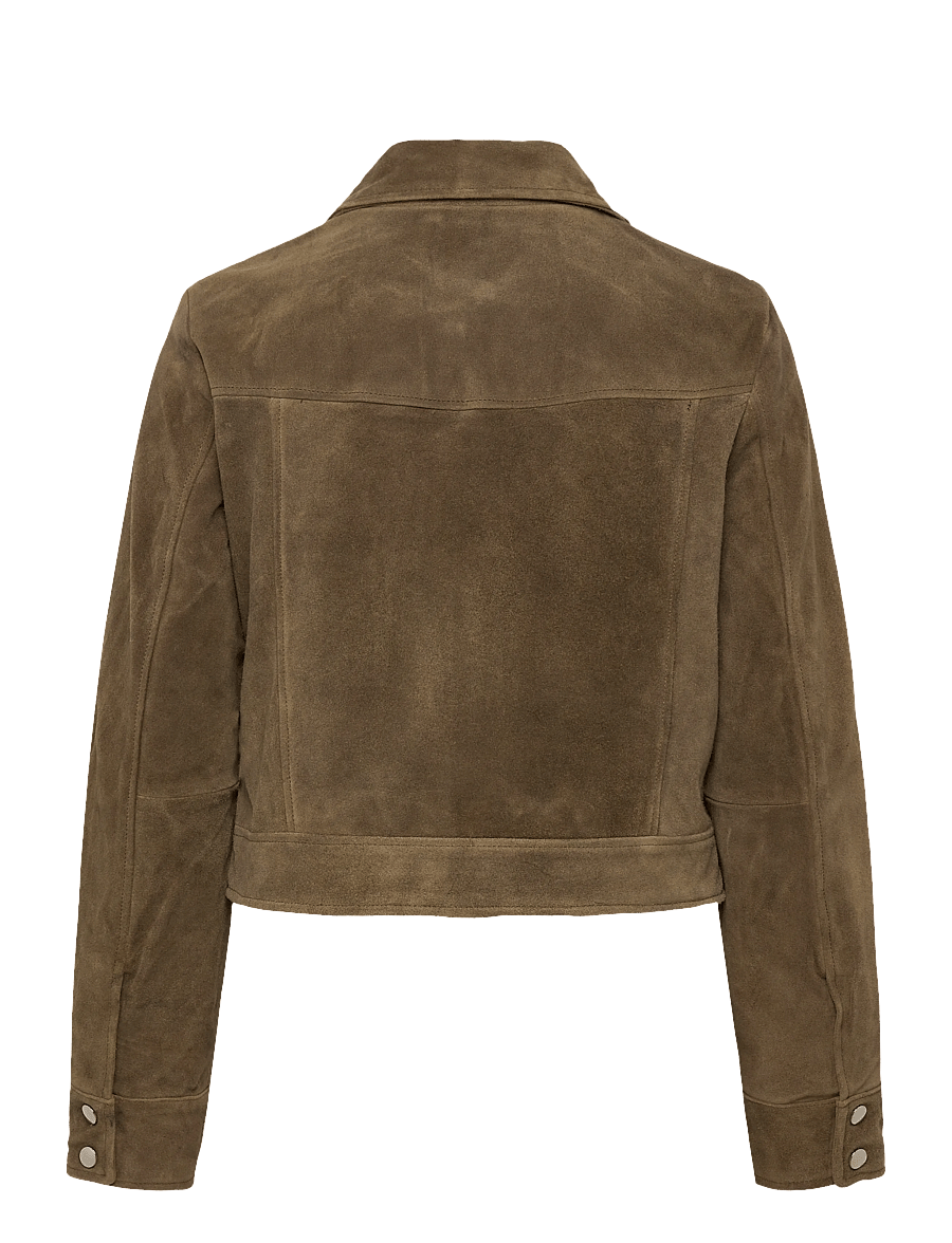 Mango - Suede leather jacket with buttons - frühlingsjacken - beige - khaki - 2