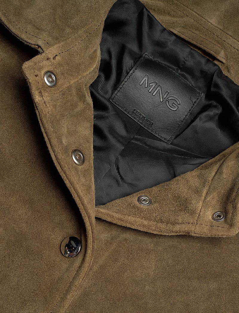 Mango - Suede leather jacket with buttons - frühlingsjacken - beige - khaki - 4