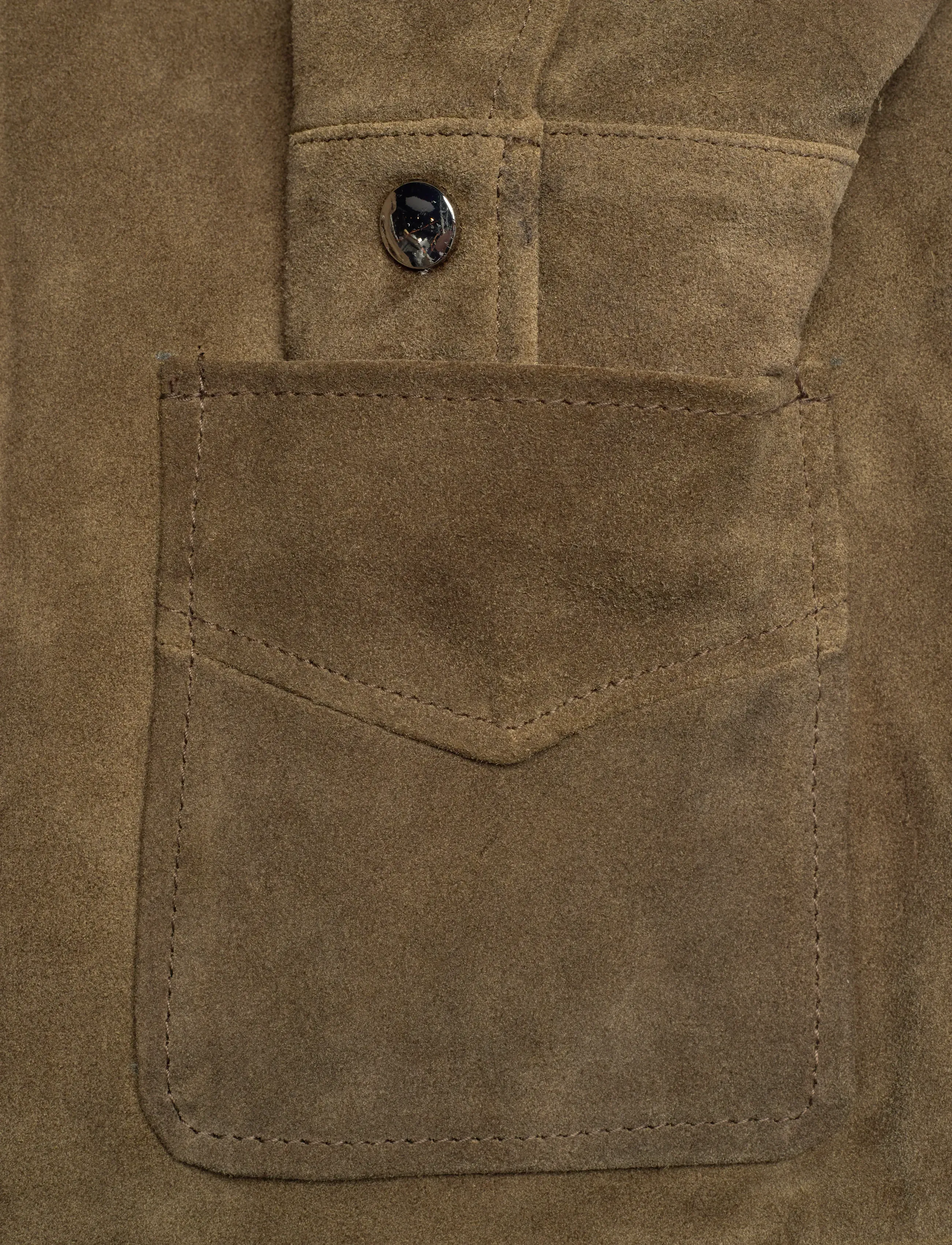 Mango - Suede leather jacket with buttons - beige - khaki - 5