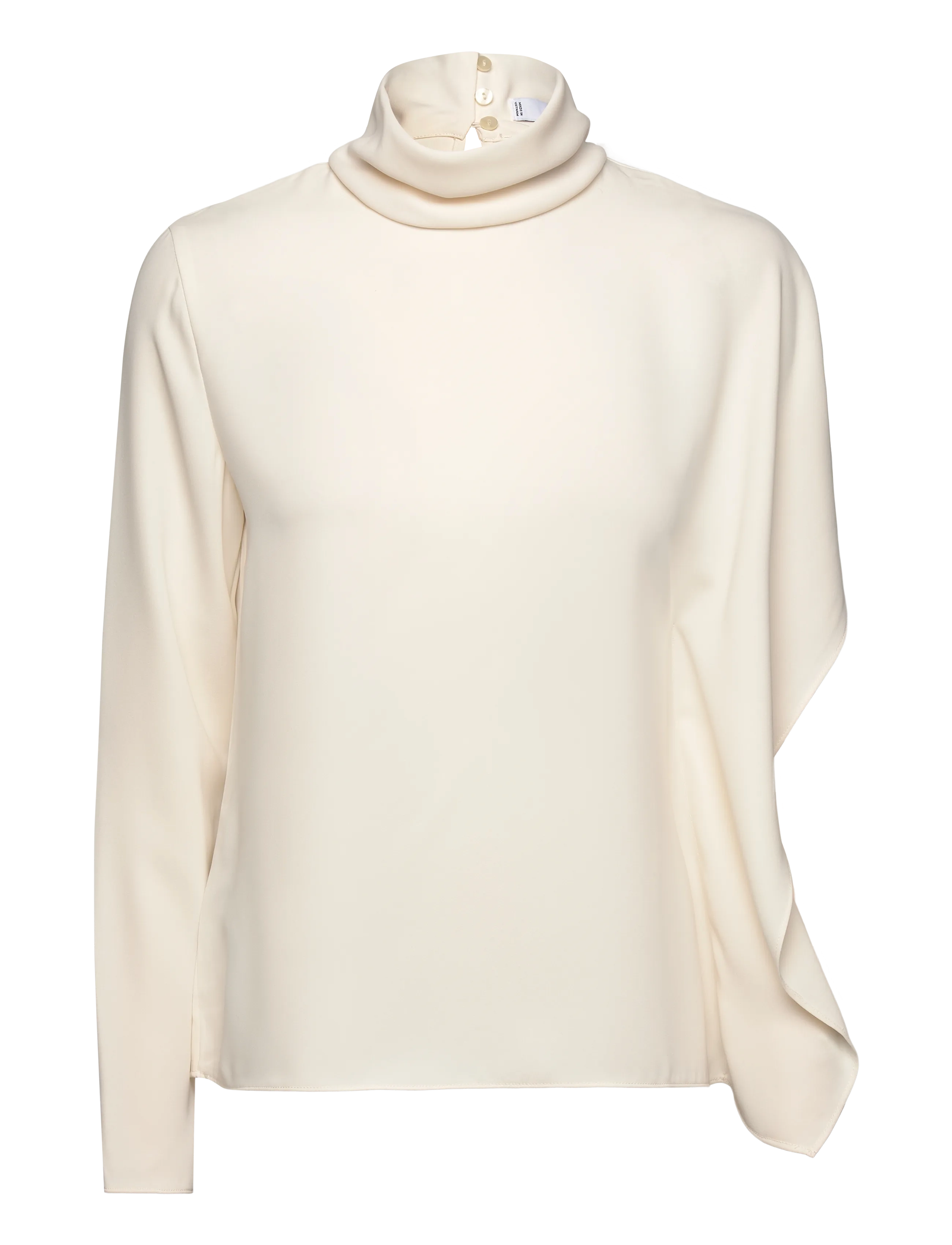 High-neck blouse with asymmetrical sleeves - NATURAL WHITE