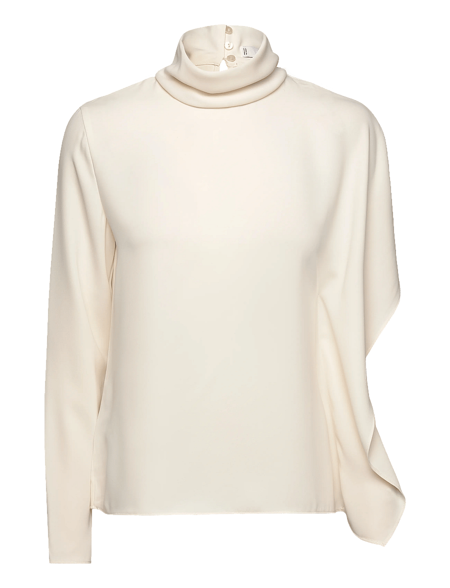 Mango - High-neck blouse with asymmetrical sleeves - langærmede bluser - natural white - 1