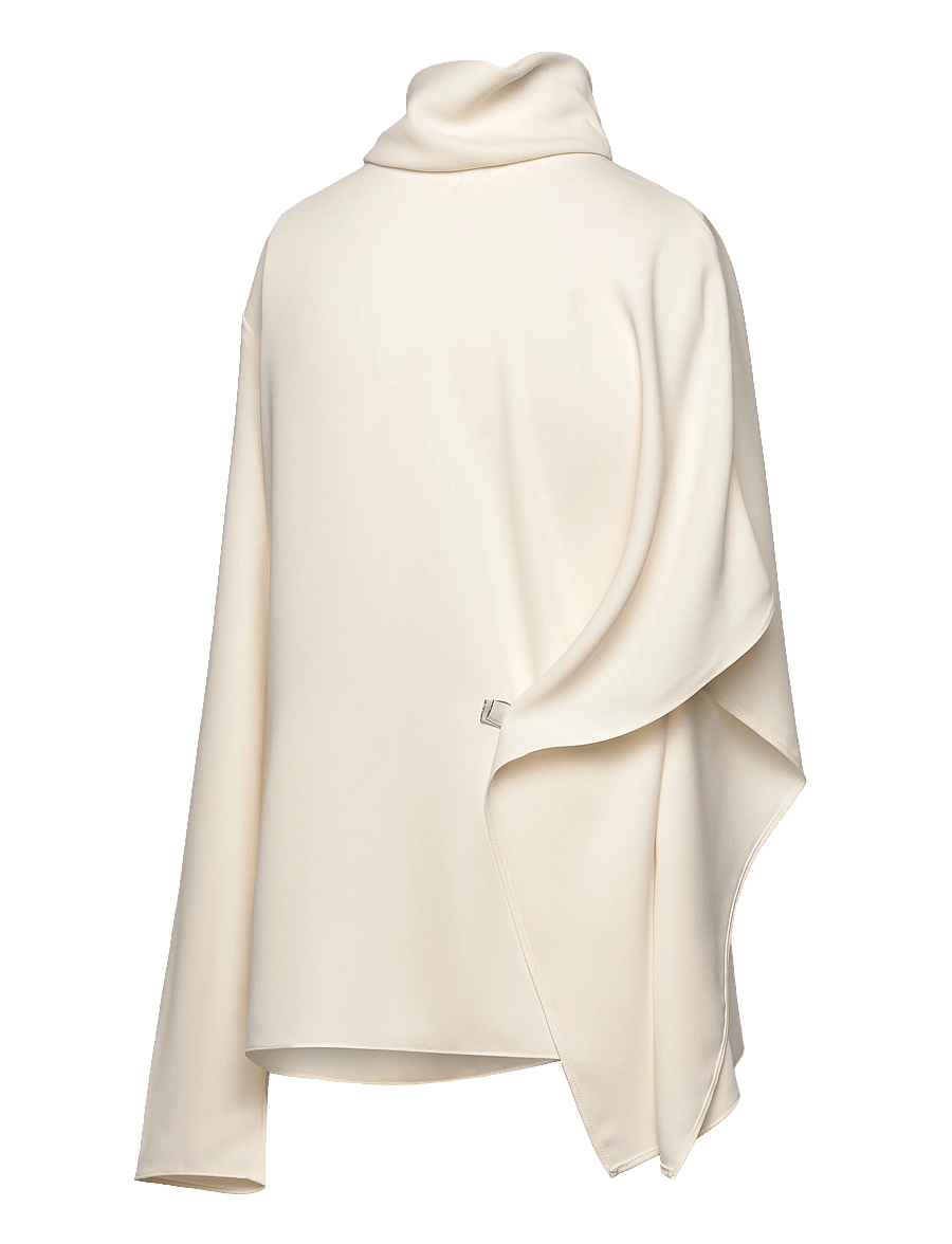 Mango - High-neck blouse with asymmetrical sleeves - langærmede bluser - natural white - 3
