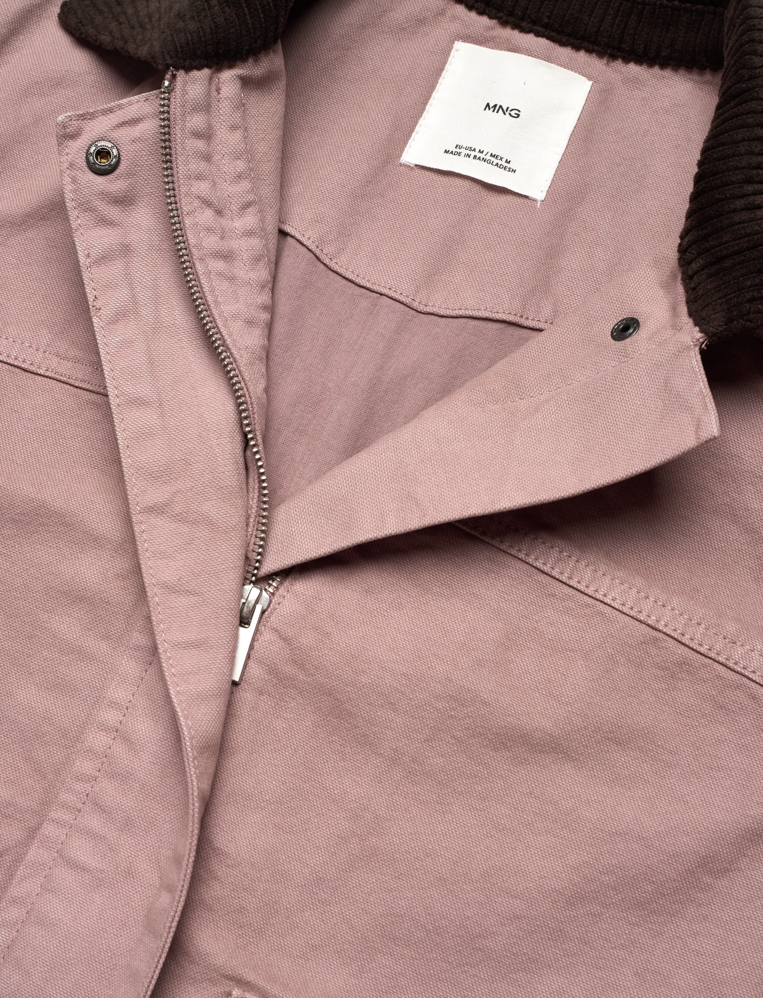 Mango - Corduroy collar denim jacket - lt-pastel pink - 4