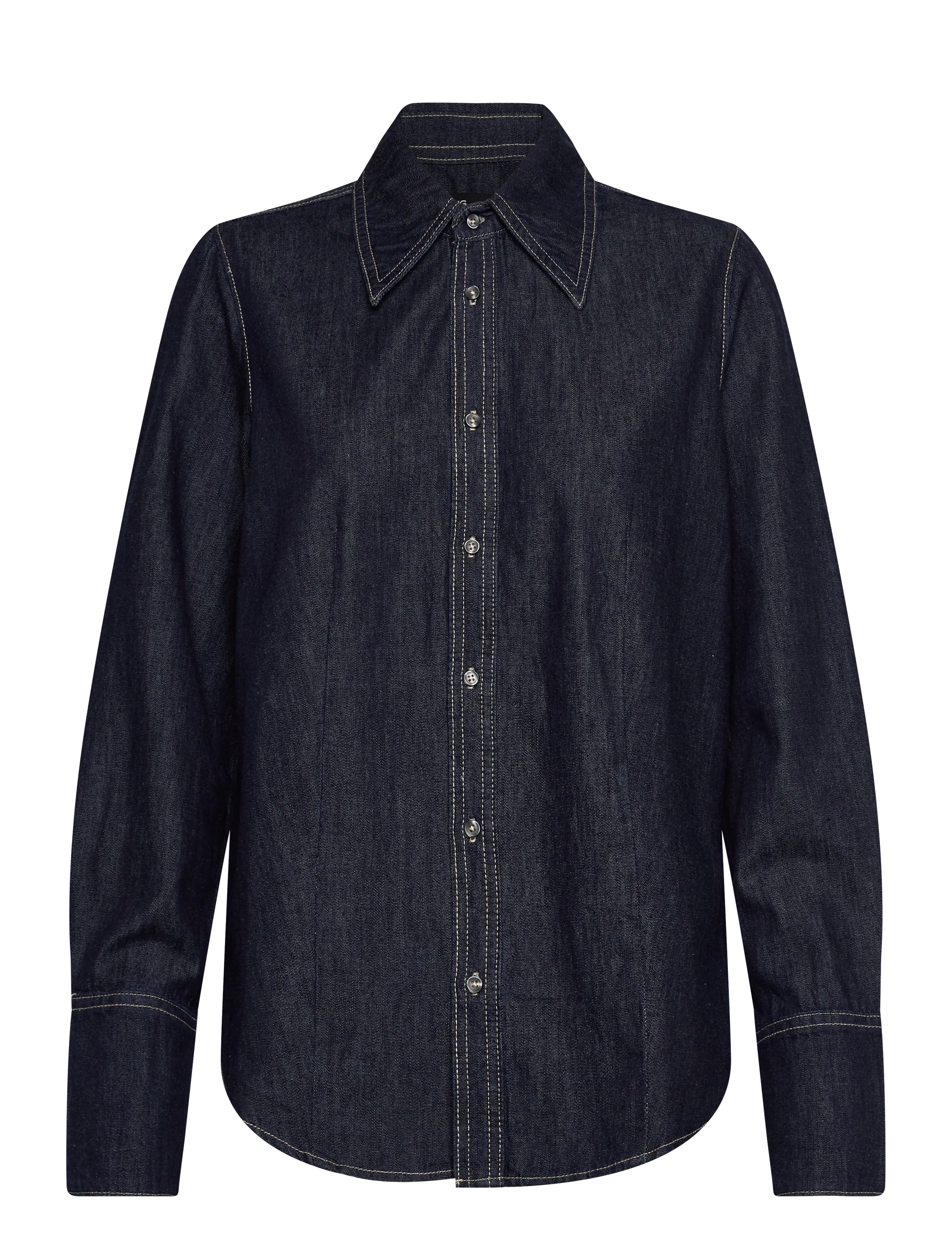 Mango Denim shirt with seams - Tøj - OPEN BLUE / navy