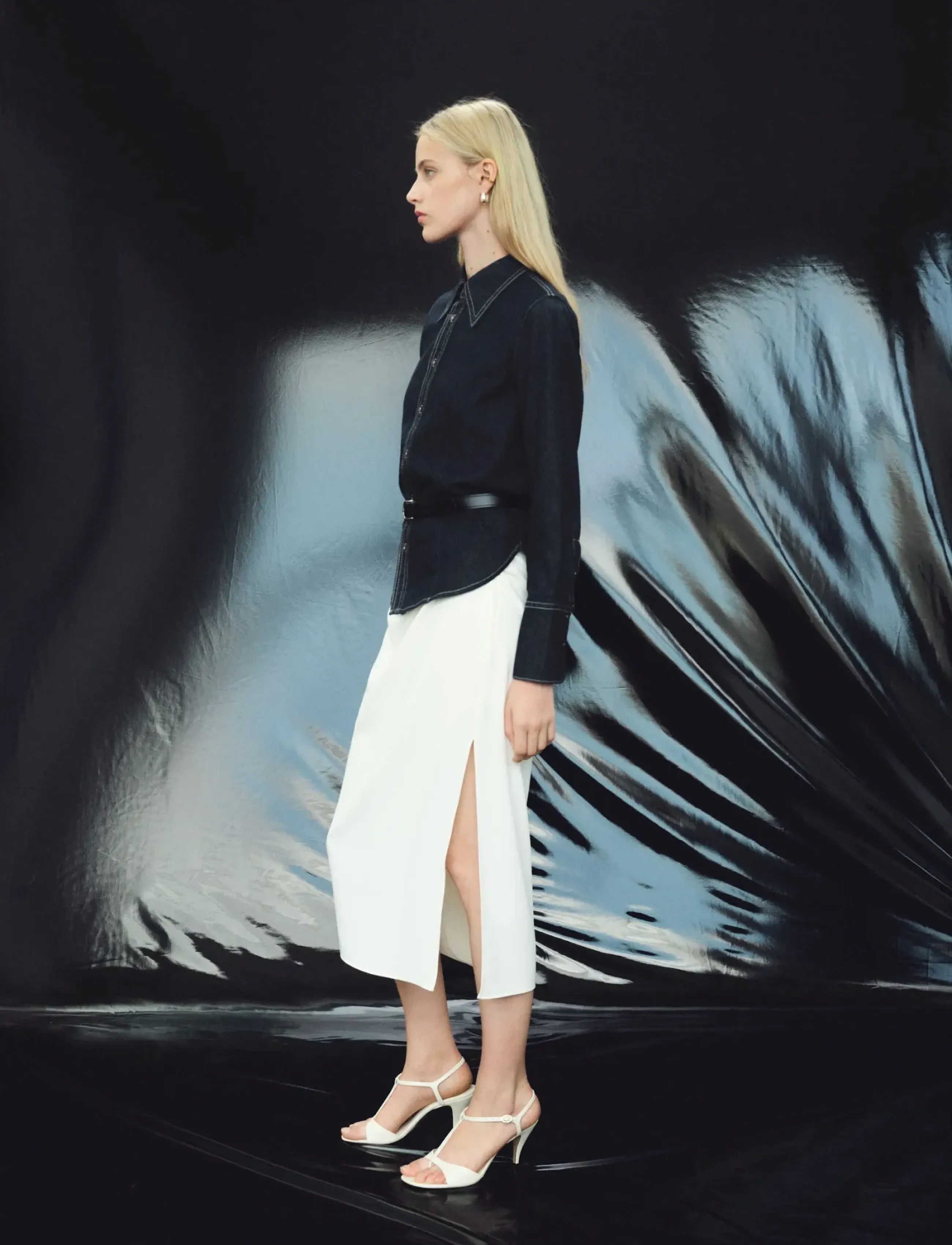 Mango Denim shirt with seams - Jeanshemden - OPEN BLUE / navy