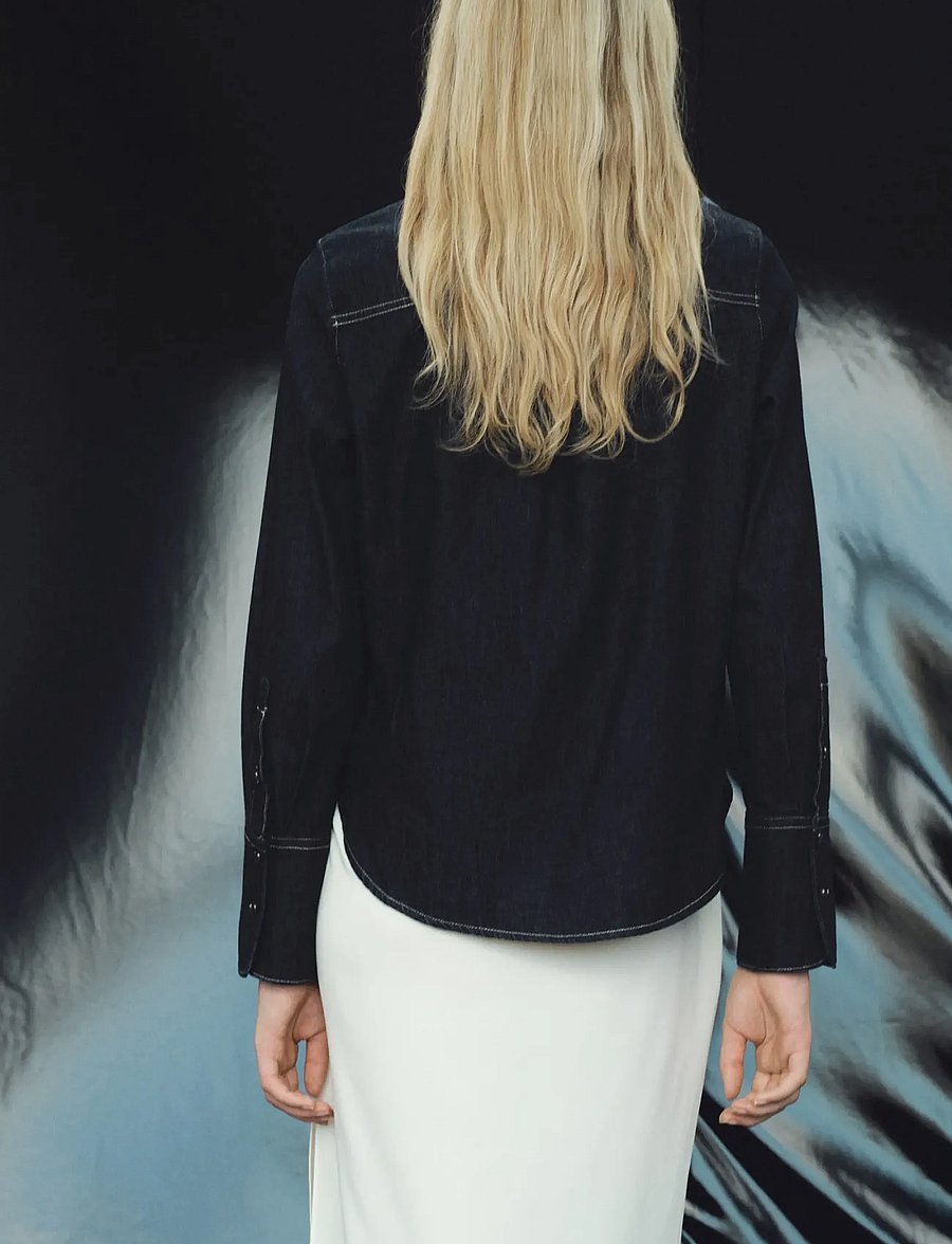 Mango - Denim shirt with seams - denimskjorter - open blue - 3