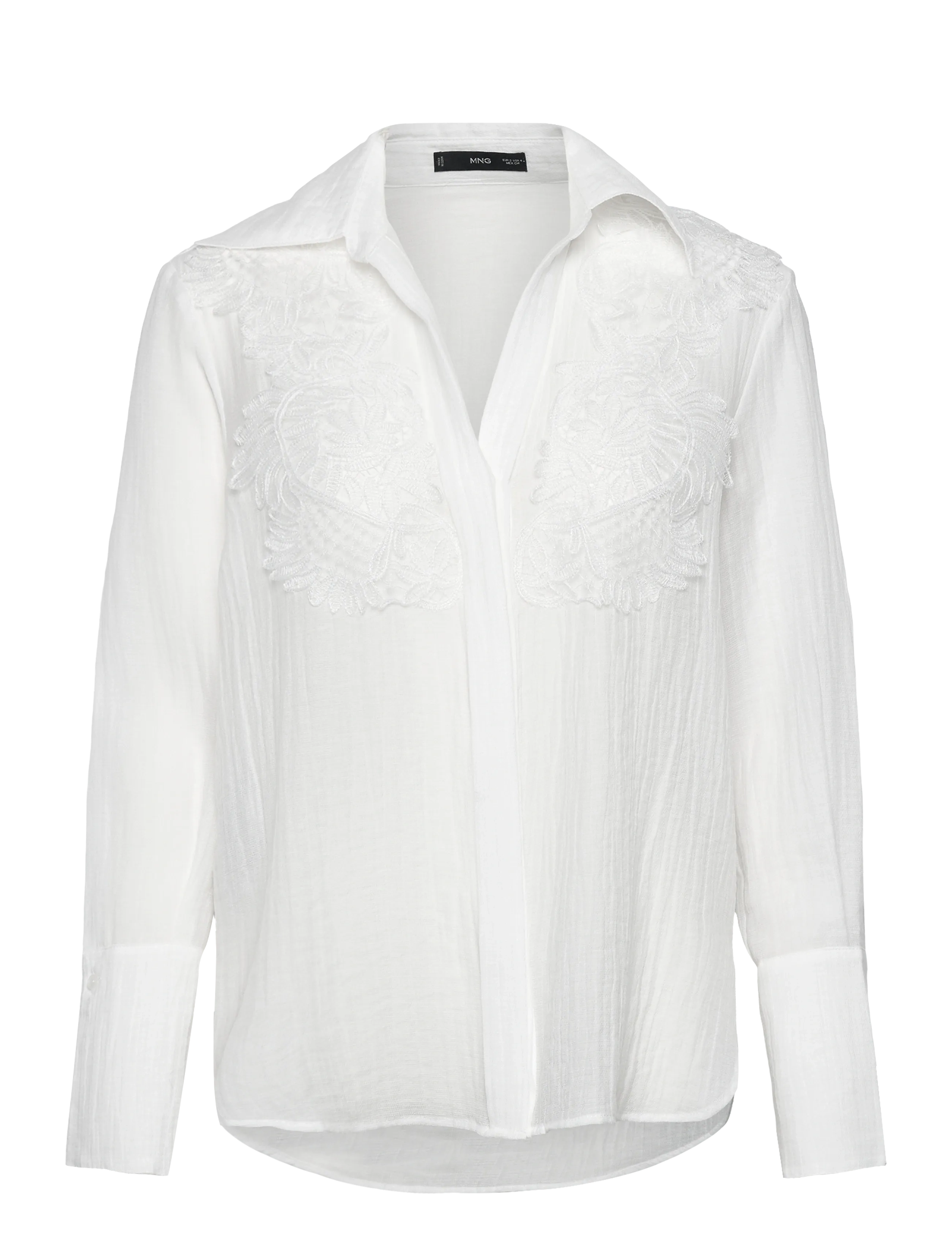 MANGO Lyocell Shirt With Patches Weiß - XL - Damen