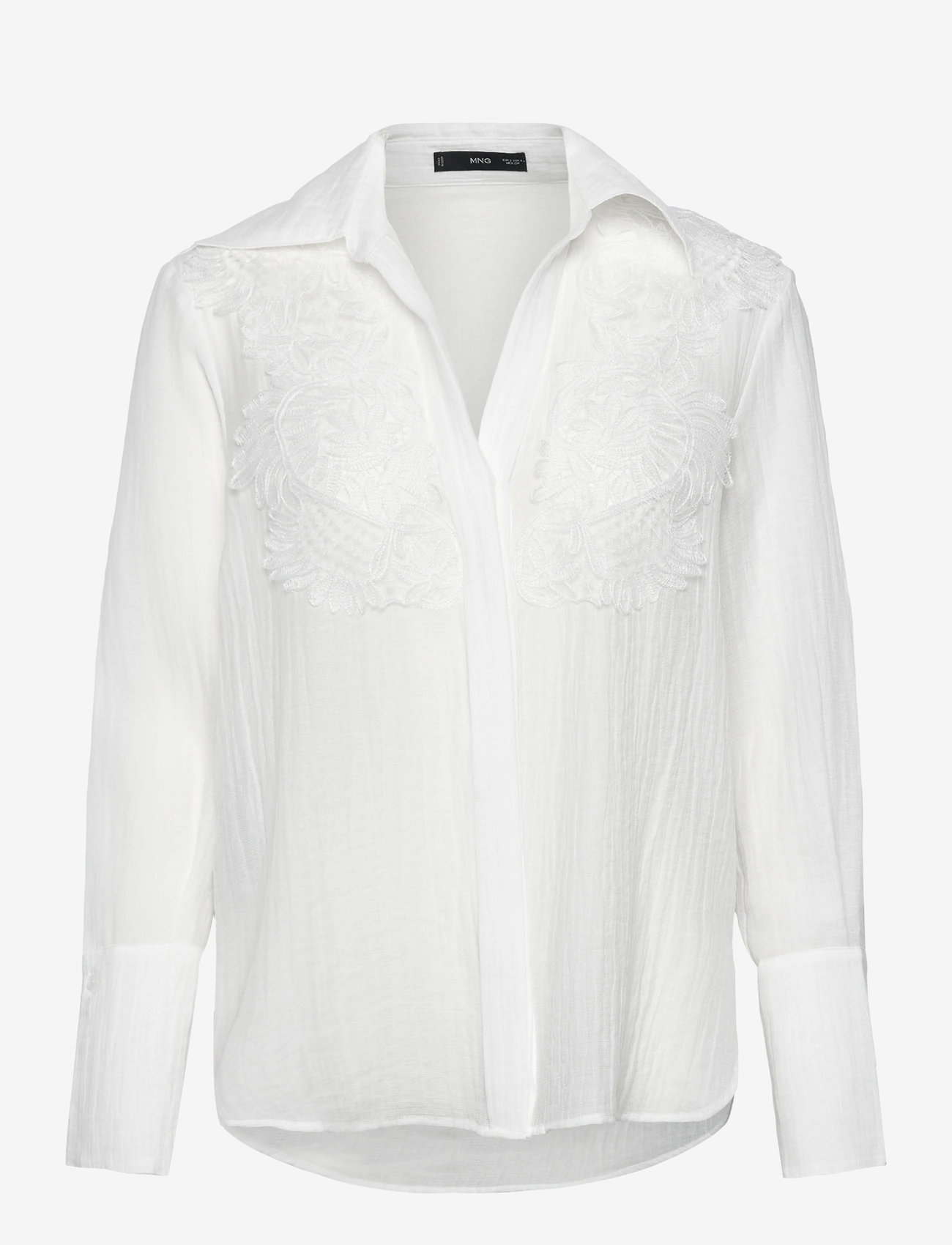 Mango - Lyocell shirt with patches - långärmade skjortor - natural white - 0