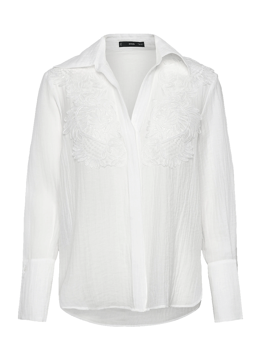 Mango - Lyocell shirt with patches - langærmede skjorter - natural white - 1