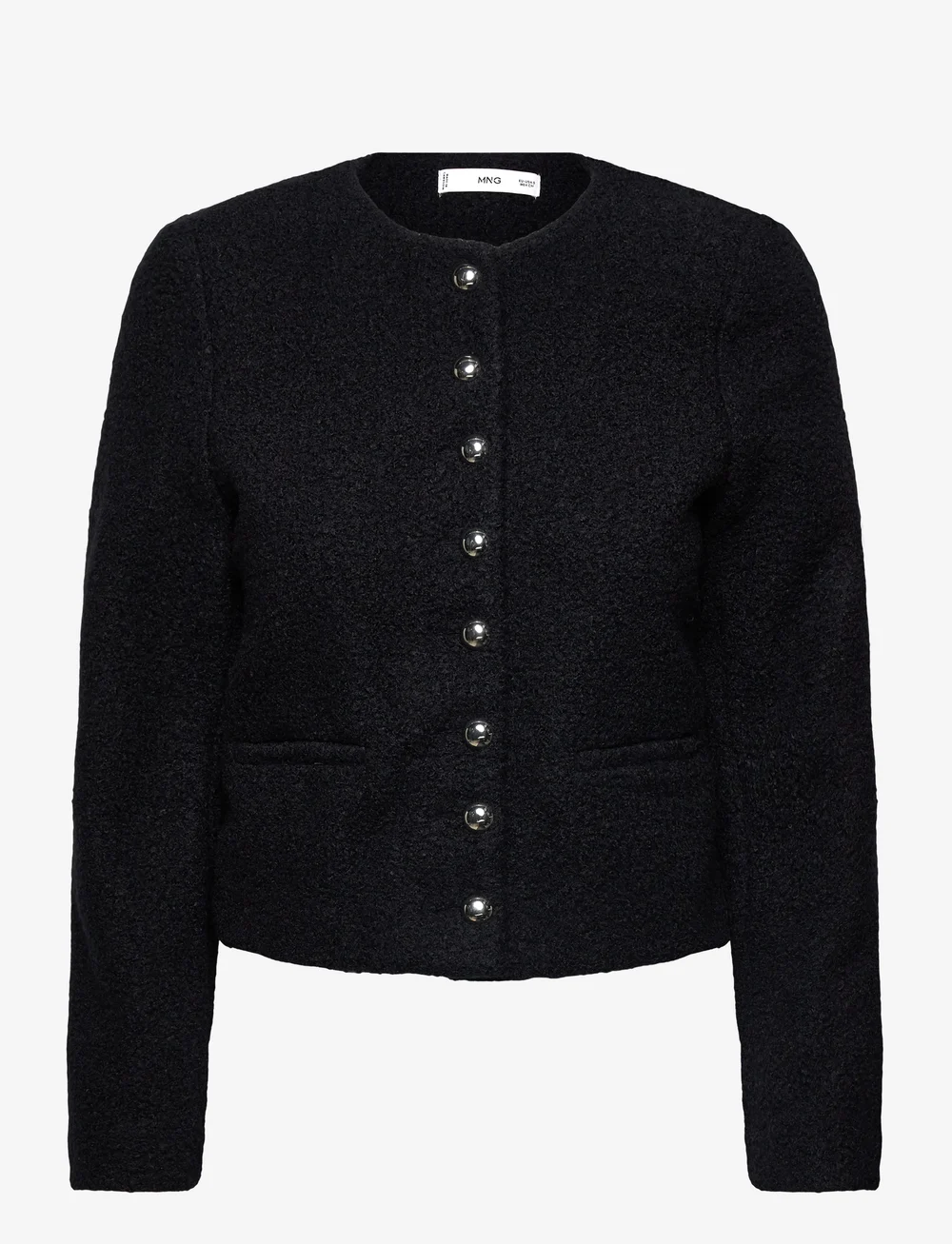 Mango - Bouclé jacket with jewel buttons - bouclé - navy - 0