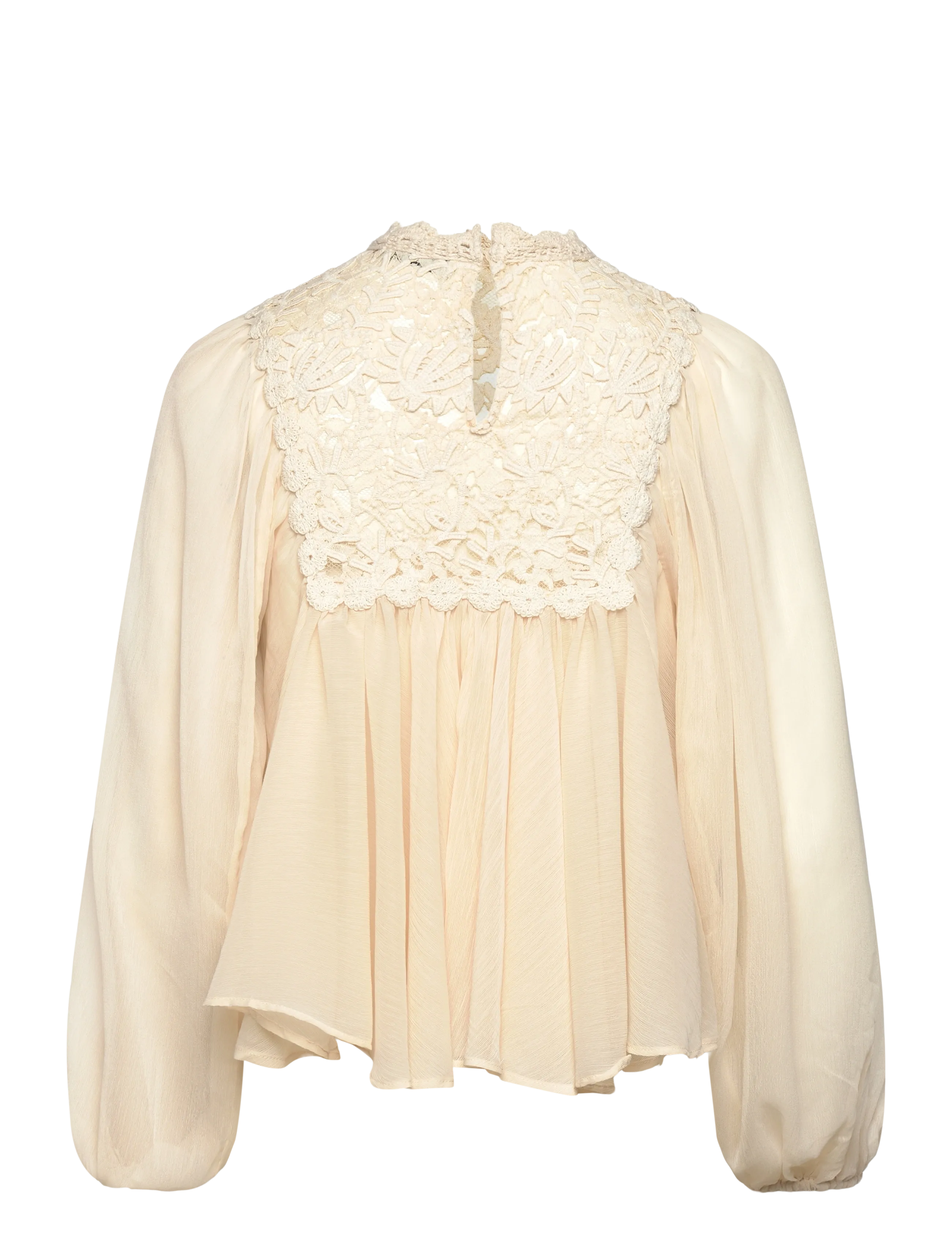 Mango - Lace combination blouse - light beige - 2