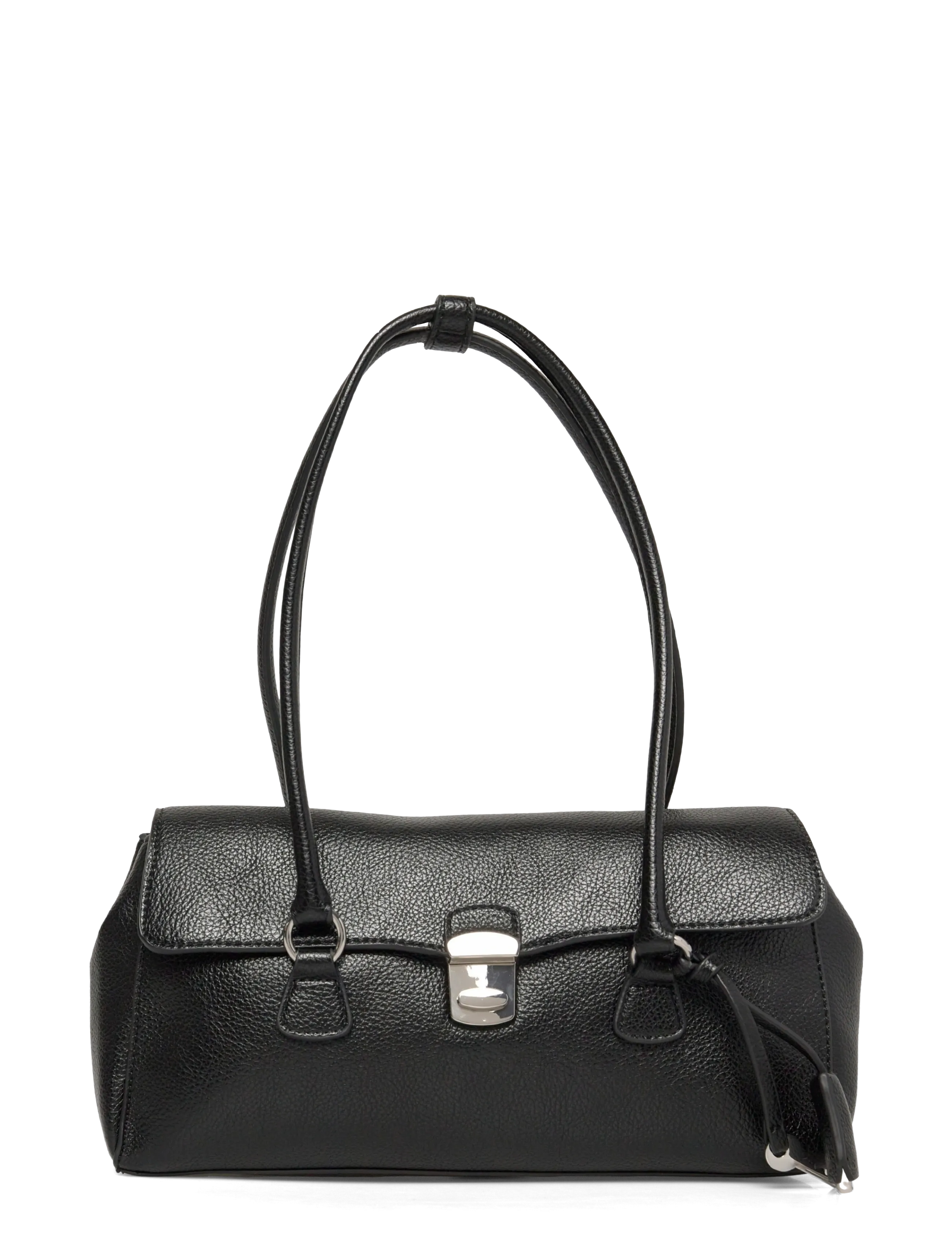 City shoulder bag with flap - BLACK