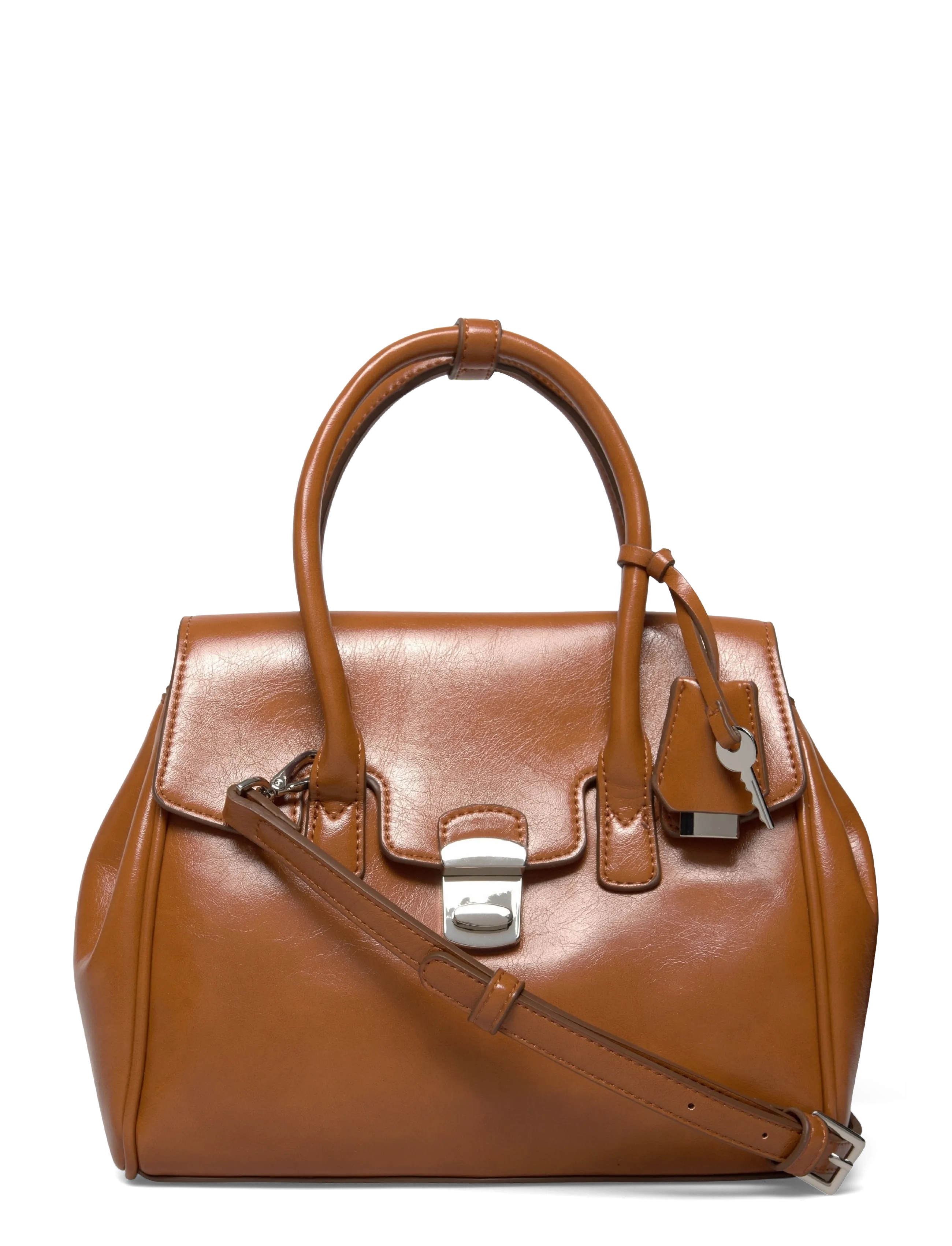 Mango Small city handbag with flap - Handväskor - DARK BROWN / brown