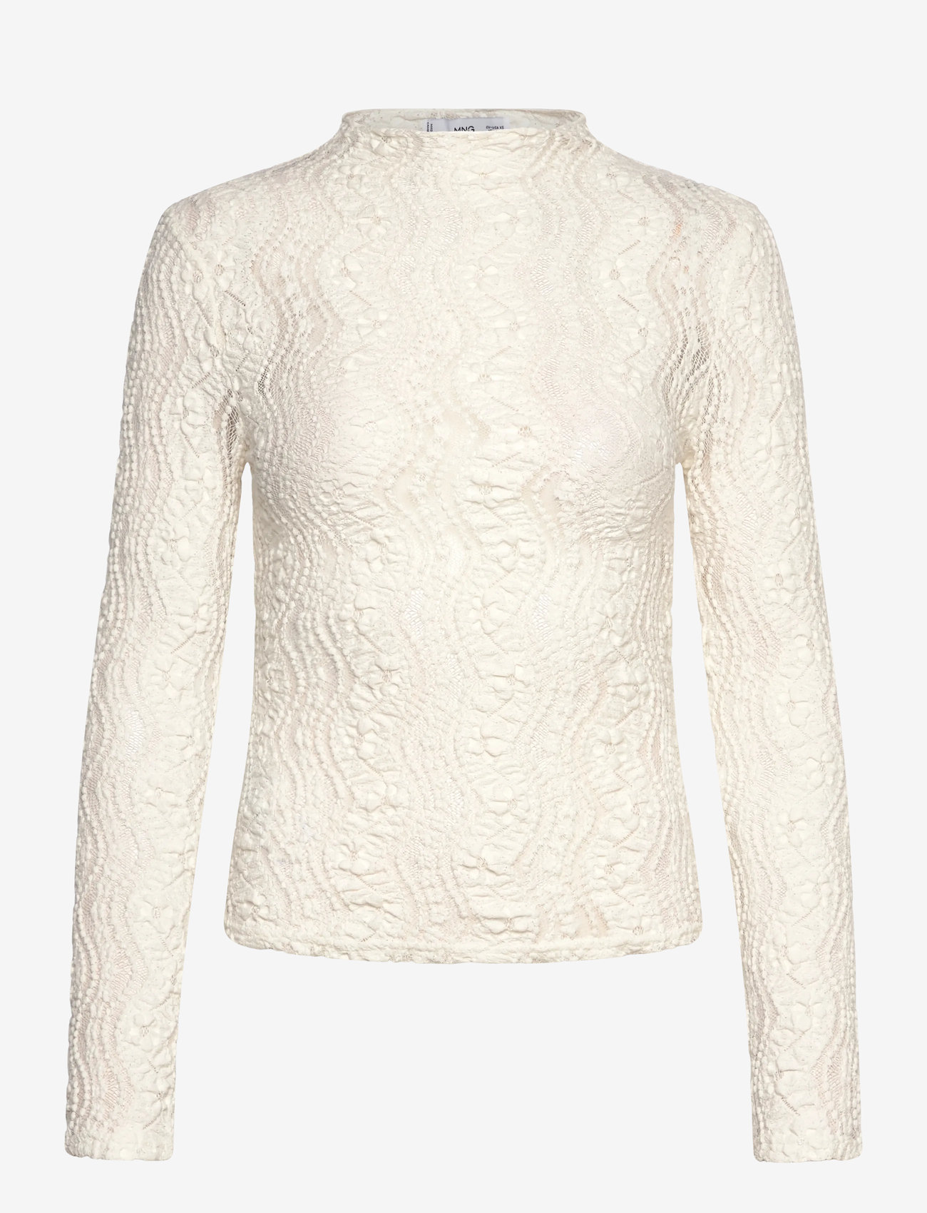 Mango - Openwork sweater with perkins collar - efterårstøj - natural white - 1