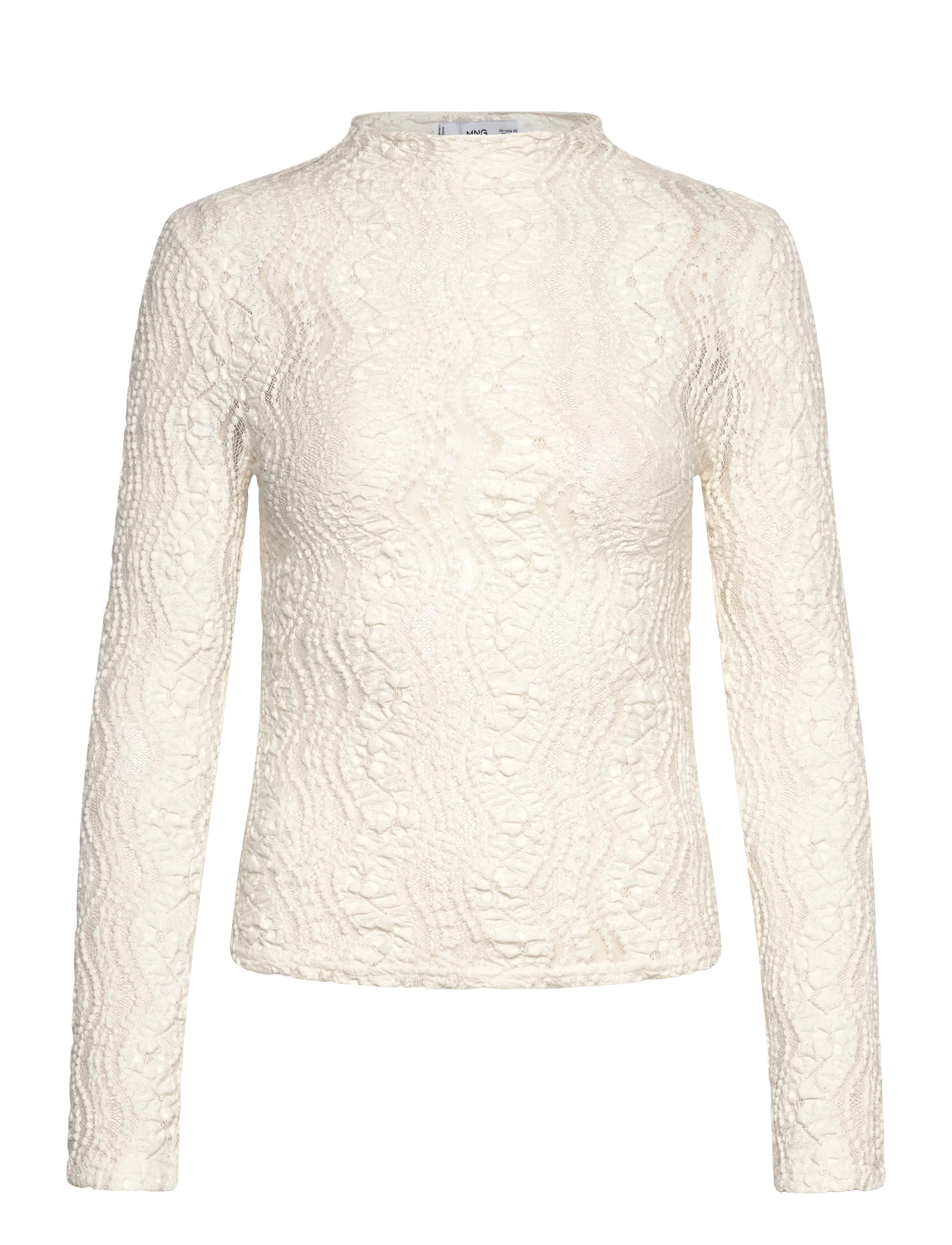 Openwork sweater with perkins collar - NATURAL WHITE