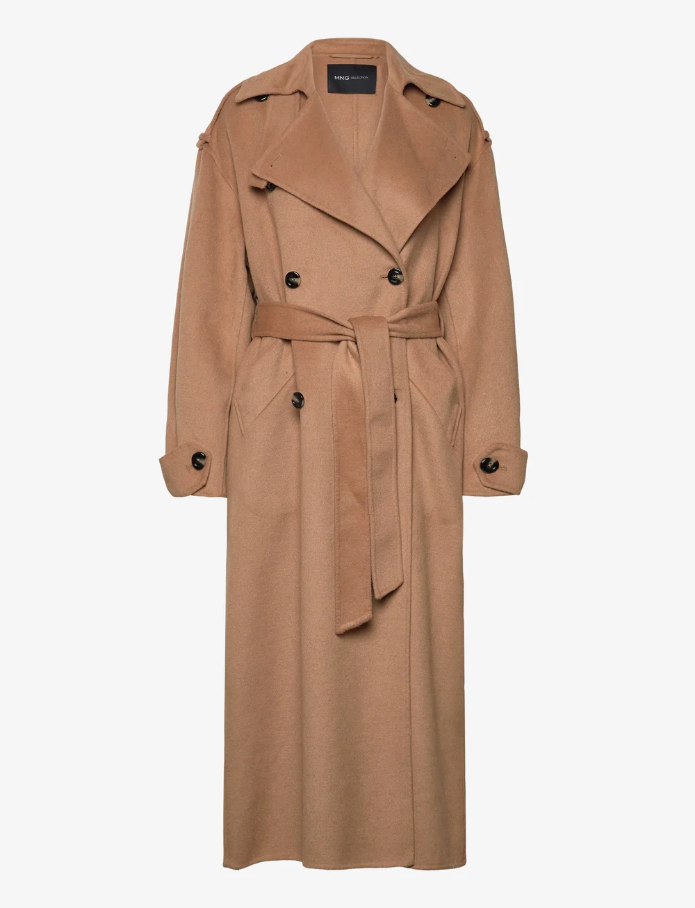 Mango - Double-breasted wool coat - trenchcoats - medium brown - 0