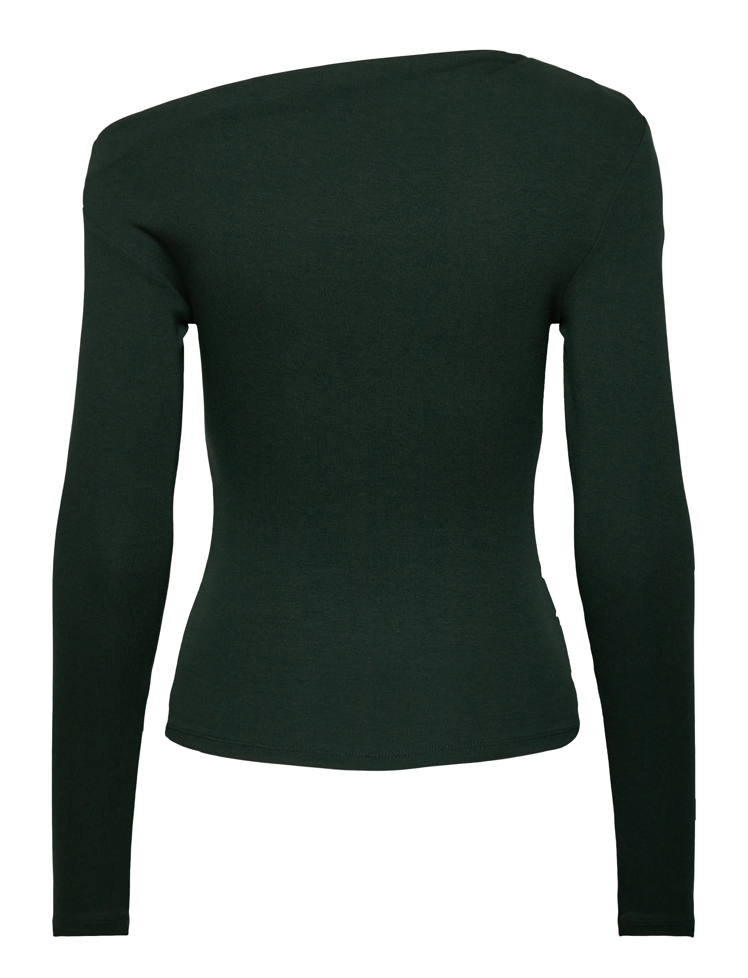 Mango - Long-sleeved t-shirt with asymmetrical neckline - dark green - 2