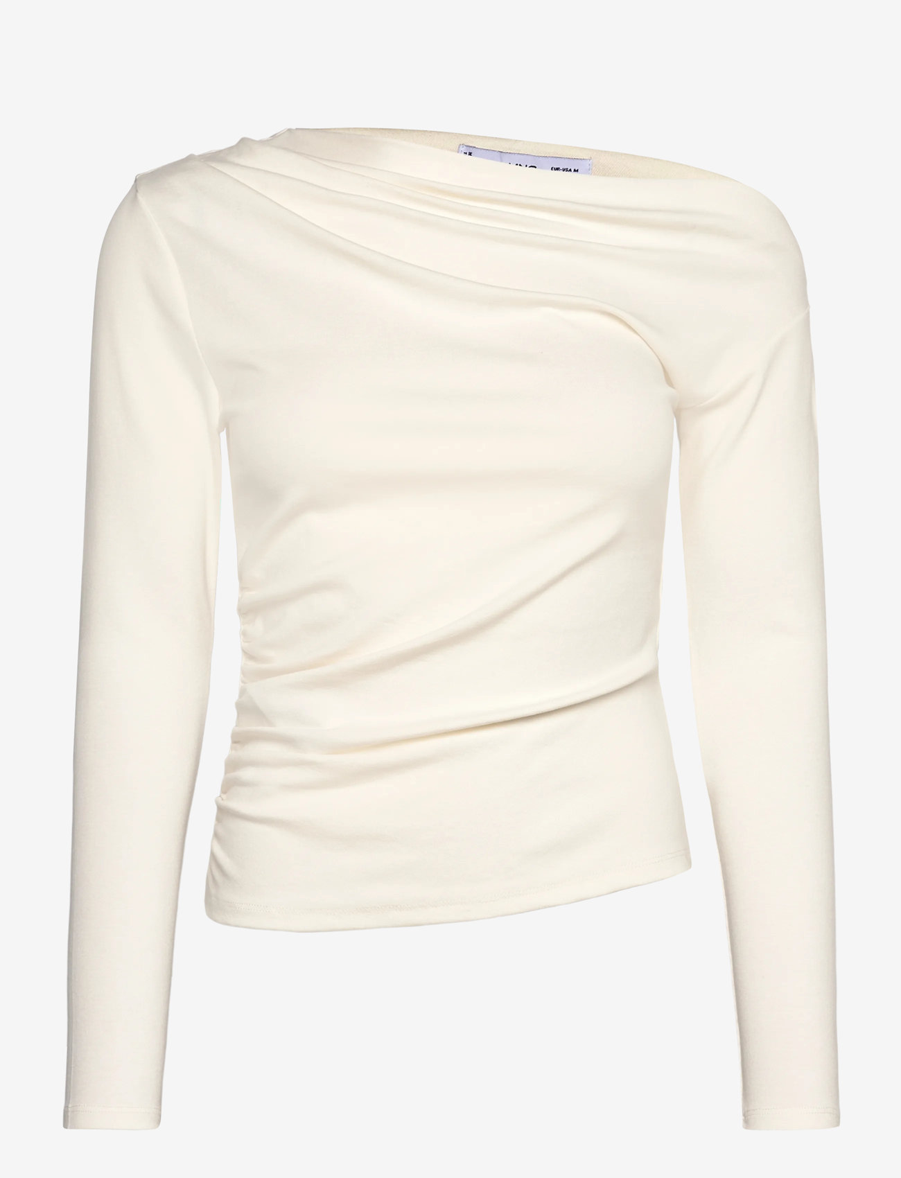 Mango - Long-sleeved t-shirt with asymmetrical neckline - natural white - 1