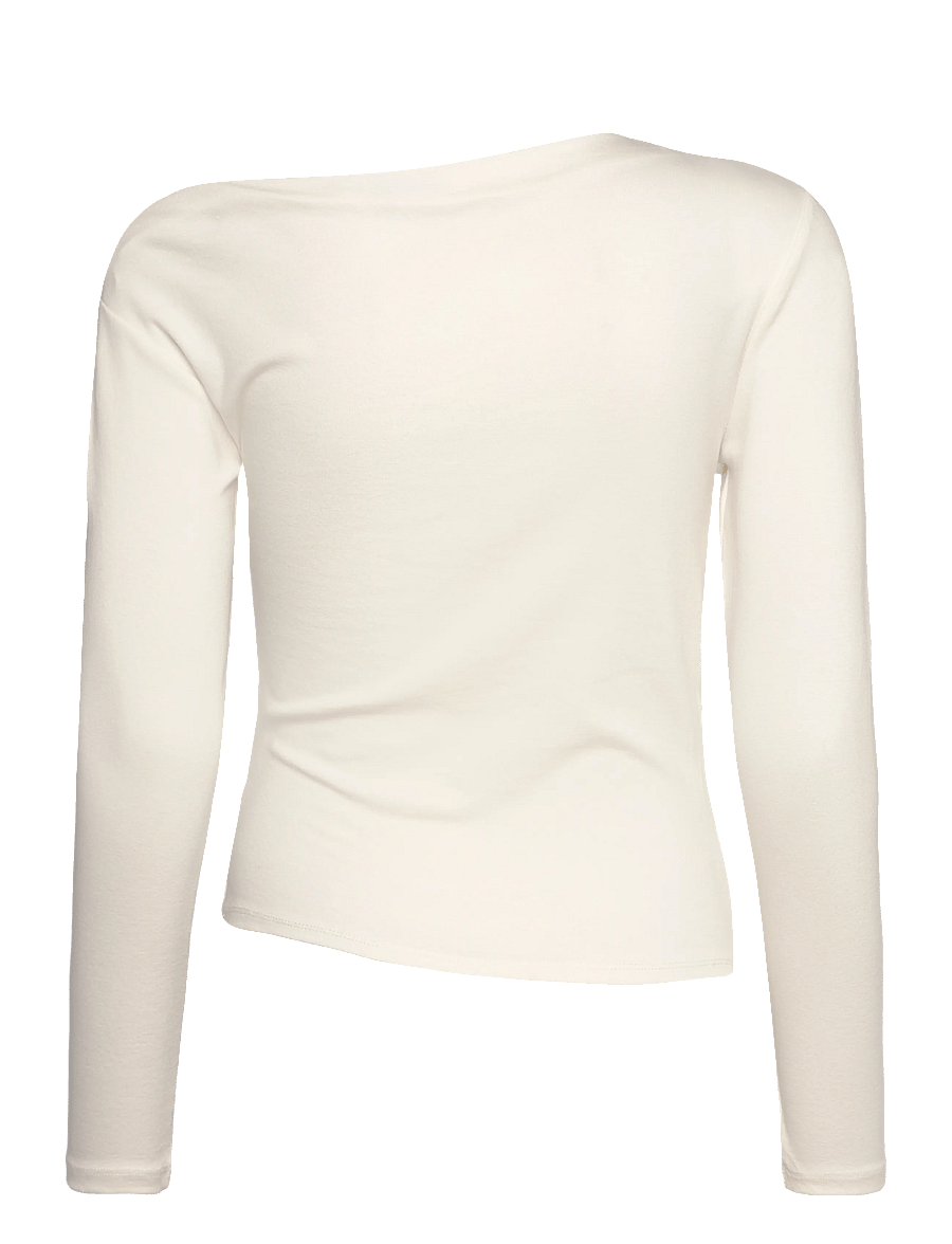 Mango - Long-sleeved t-shirt with asymmetrical neckline - långärmade toppar - natural white - 2