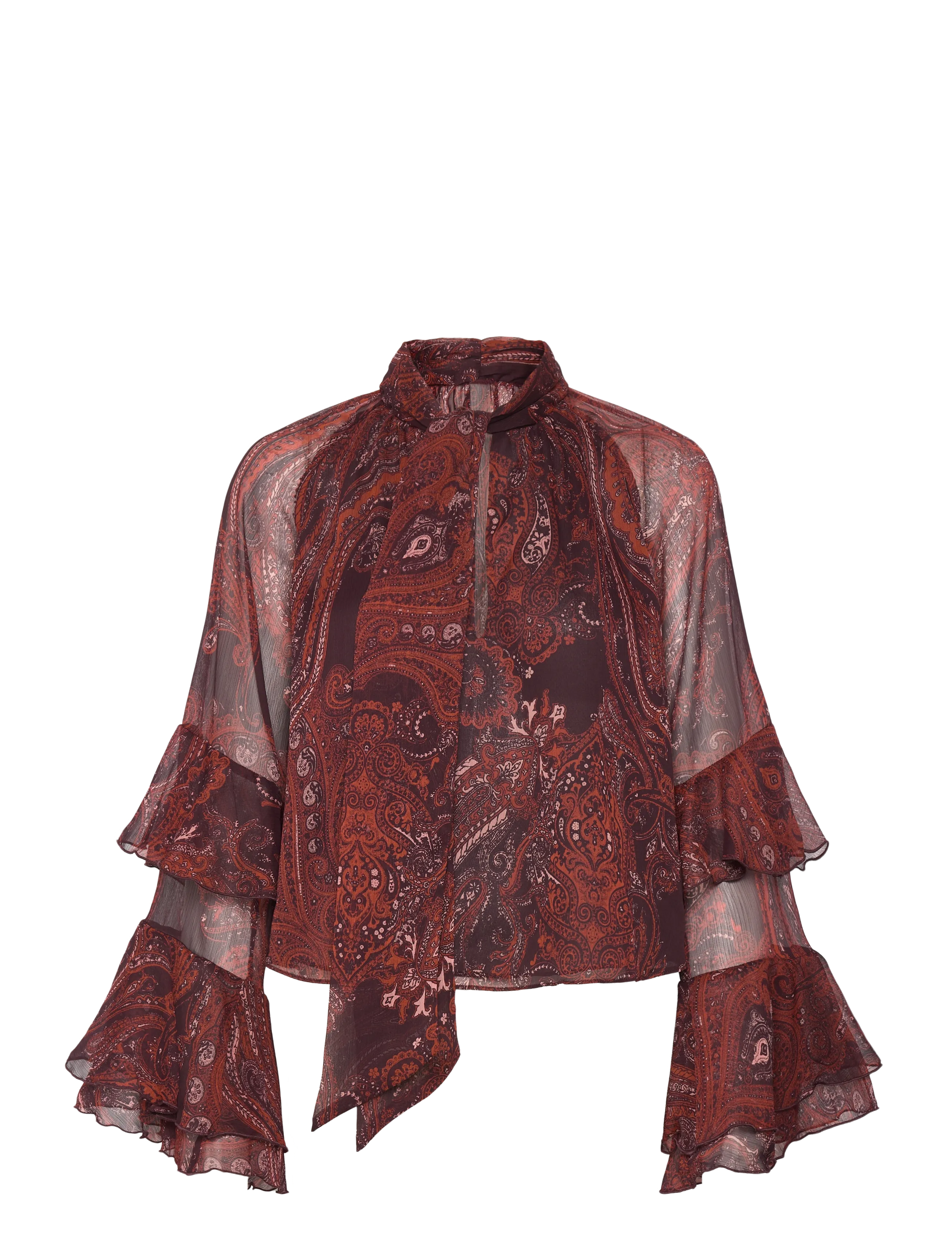 Mango Paisley print blouse - Tøj - RUST - COPPER / burgundy