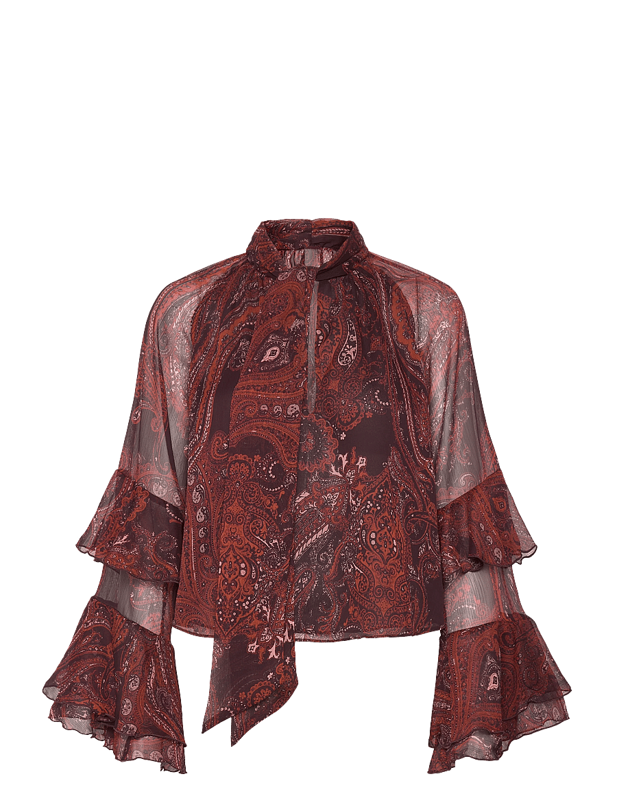 Mango - Paisley print blouse - langærmede bluser - rust - copper - 1